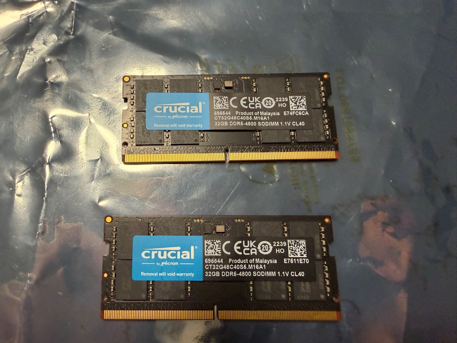 Crucial 64GB Kit (2x32GB) DDR5-4800 SODIMM Laptop Memory RAM CT32G48C40S5.M16A1