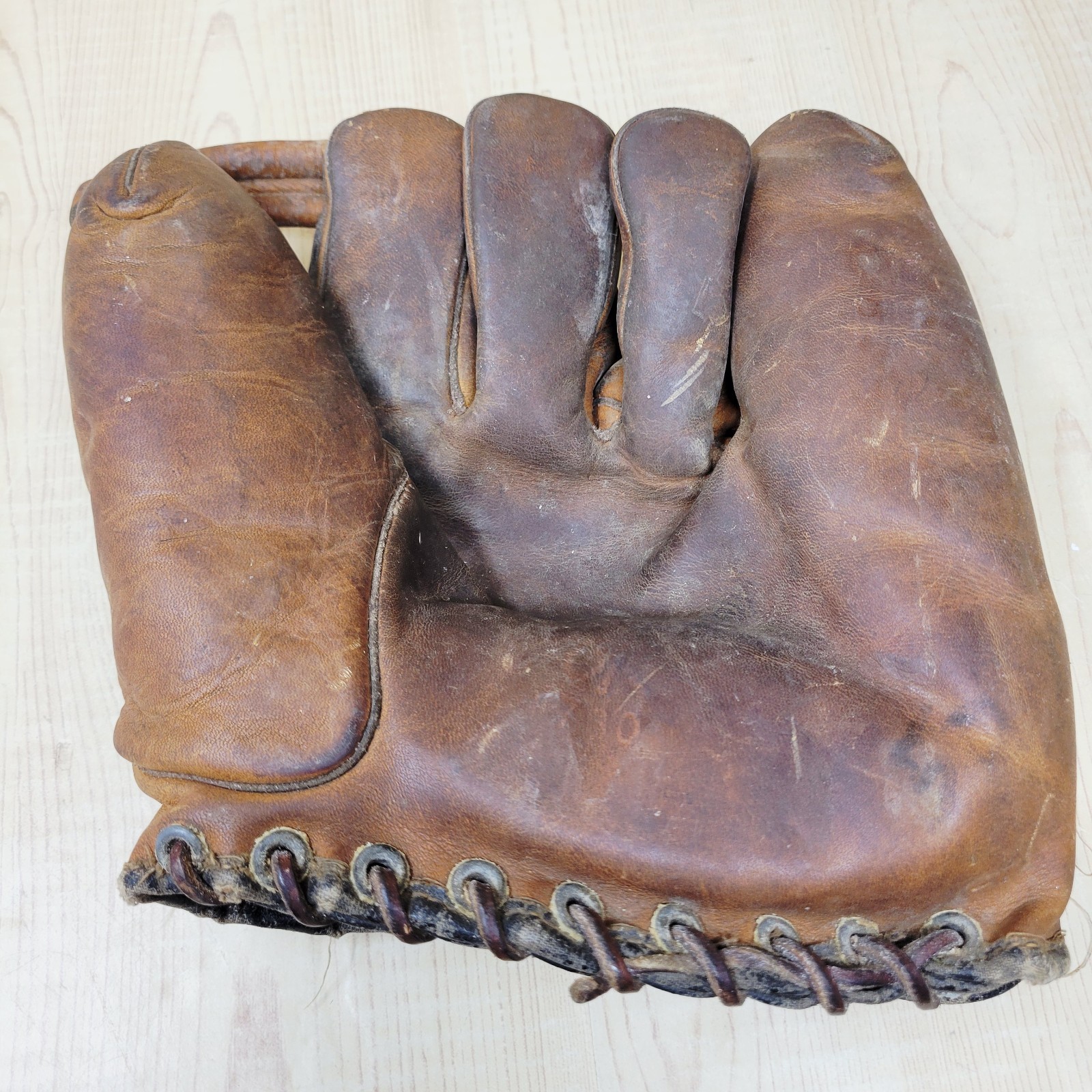 Antique Early Vintage Leather Baseball Glove Mitt Unknown Brand