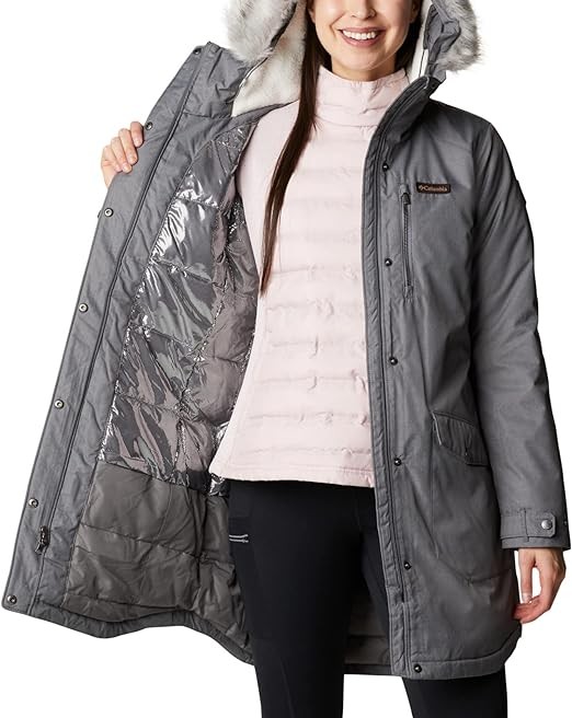 Columbia Women\'s Suttle Mountain Long Insulate Gray Coat  S NEW $230  1799751