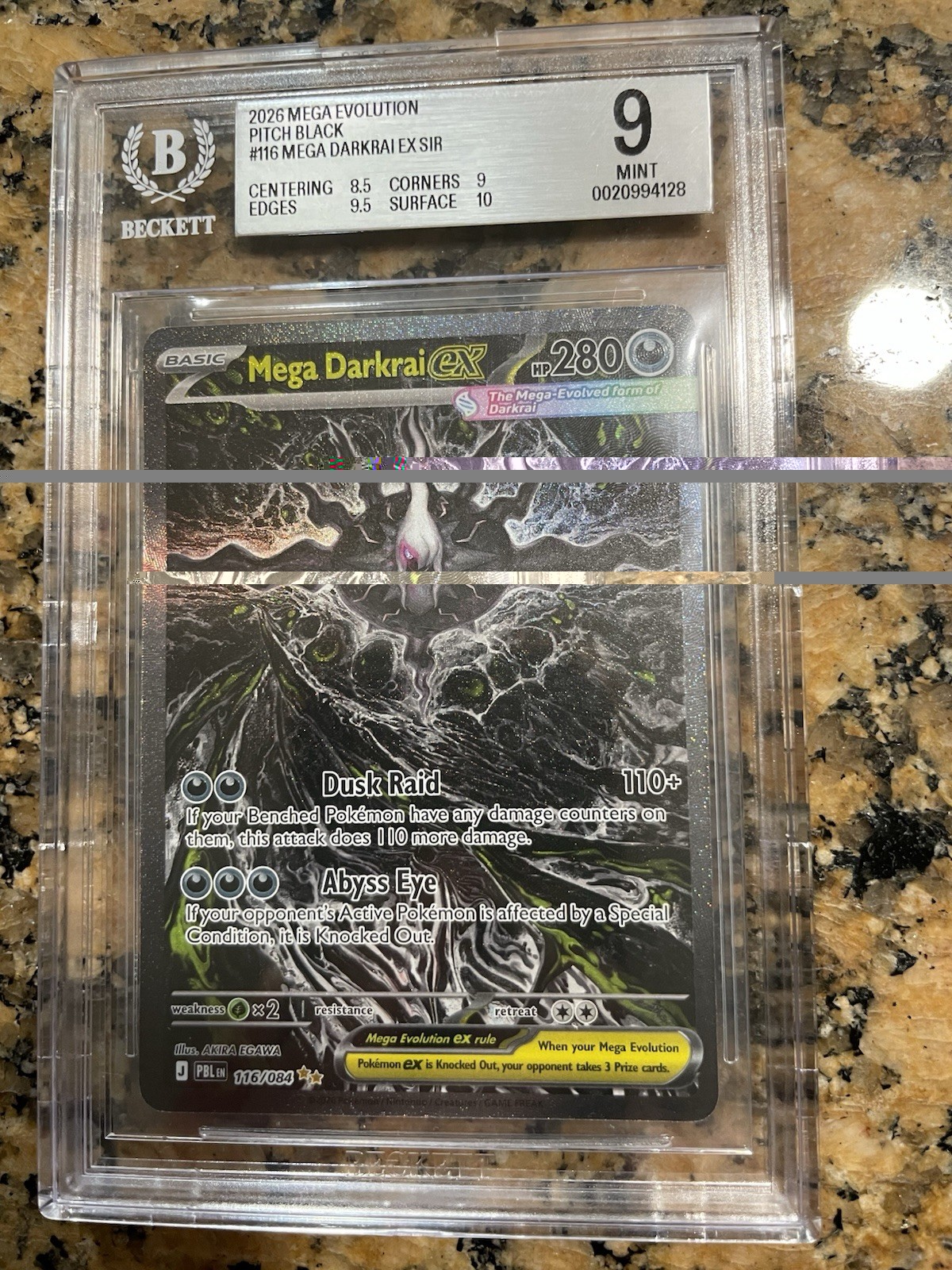 Mega Darkrai EX 116/084 2026 Pitch Black SIR Holo English Beckett BGS 9