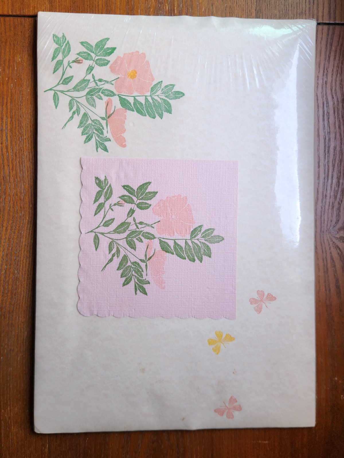 Vintage Gwen Frostic Block Print Flowers Butterfly Placemats Napkins UNOPENED