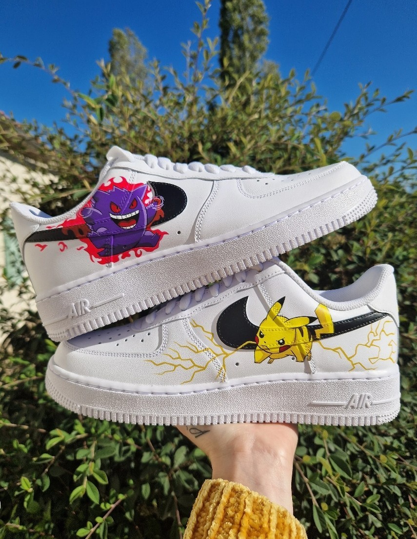 Nike Air Force , Pokemon Pikachu Gengar Leather 7 MEN, 8.5 WOMEN