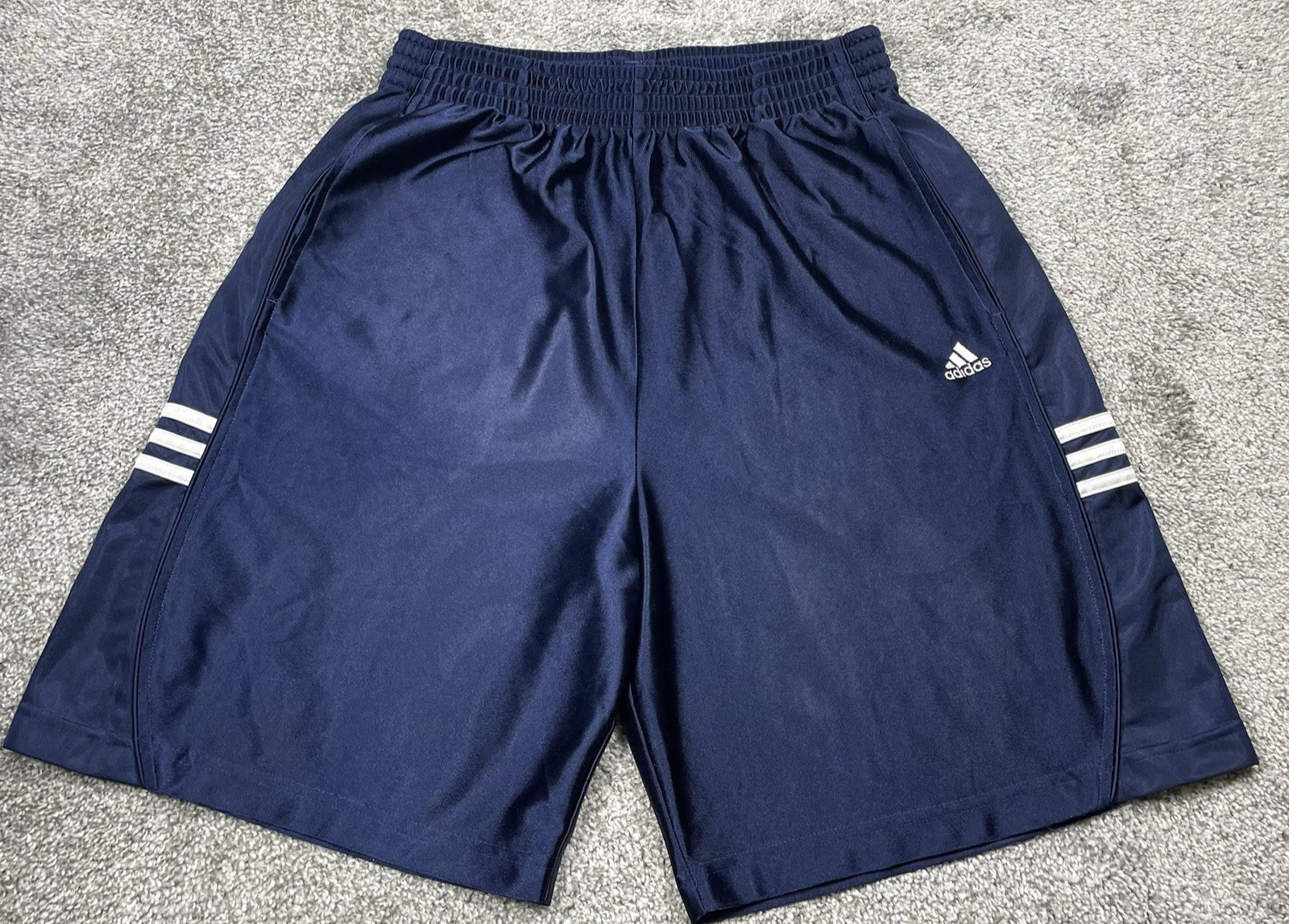 Vintage Adidas Y2K Dazzle Shorts Men\'s M Navy Blue Baggy Basketball Shimmer