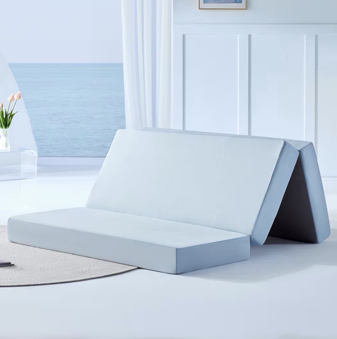 Lazyzizi Cooling Folding Memory Foam Mattress Trifold Guest Bed Queen 79x59