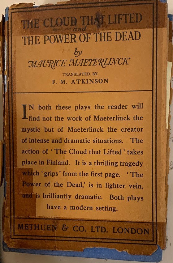 1923 Maurice Maeterlinck Cloud that Lifted Power of the Dead HC w/Dust jacket