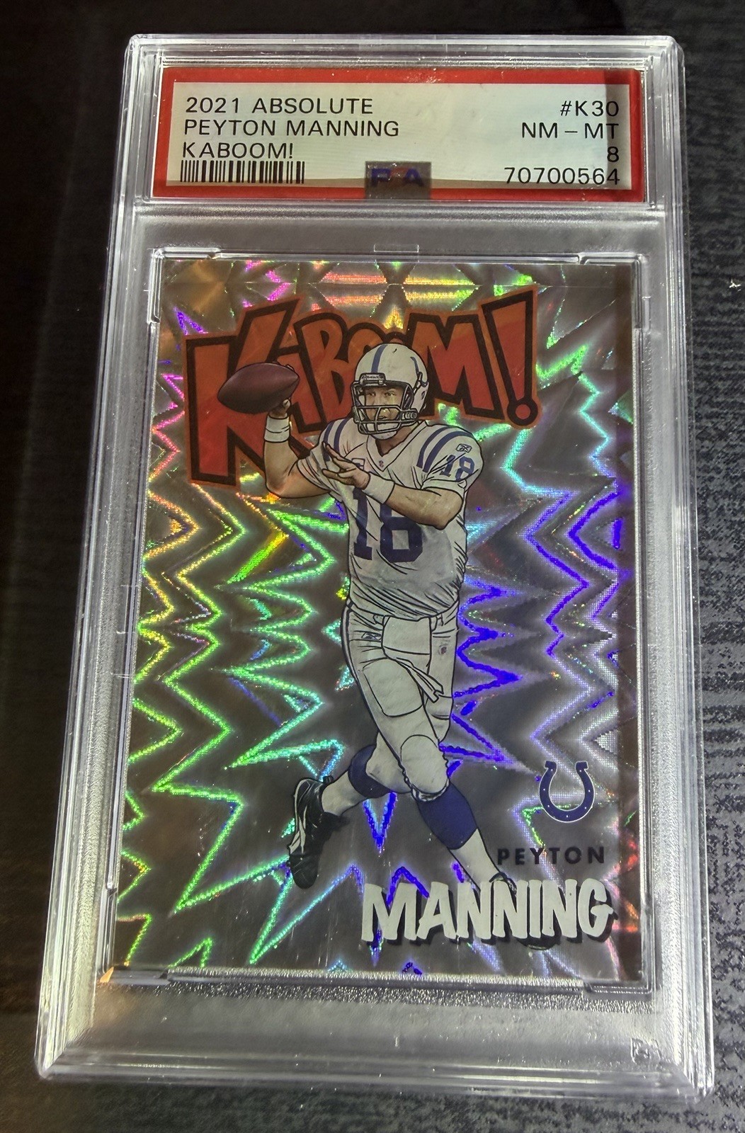 Peyton Manning 2021 Absoloute KABOOM K30 PSA 8