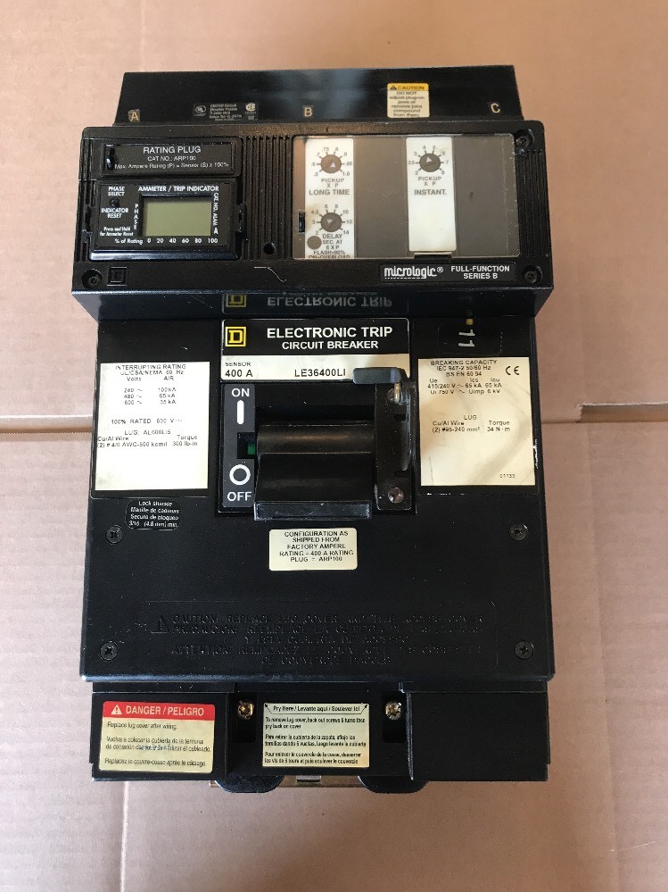 SQUARE D 400 AMP I-LINE CIRCUIT BREAKER LE36400LI WITH PLUG ARP100