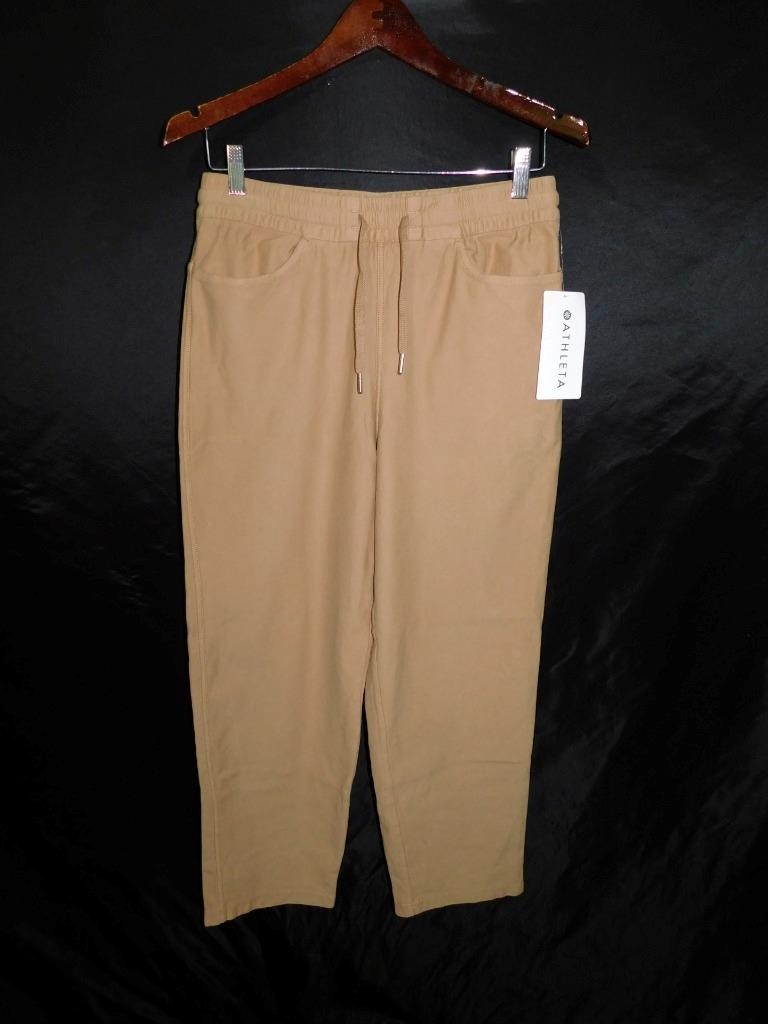 Athleta Size S NWT Brown Farallon Pants Cropped Pull On Drawstring Waist Pockets