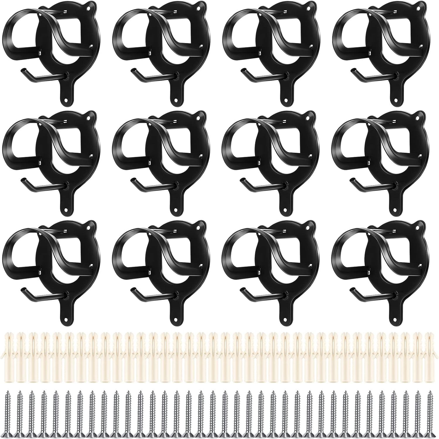 Dunzy 12 Counts Horse Bridle Rack Bracket Hooks Black