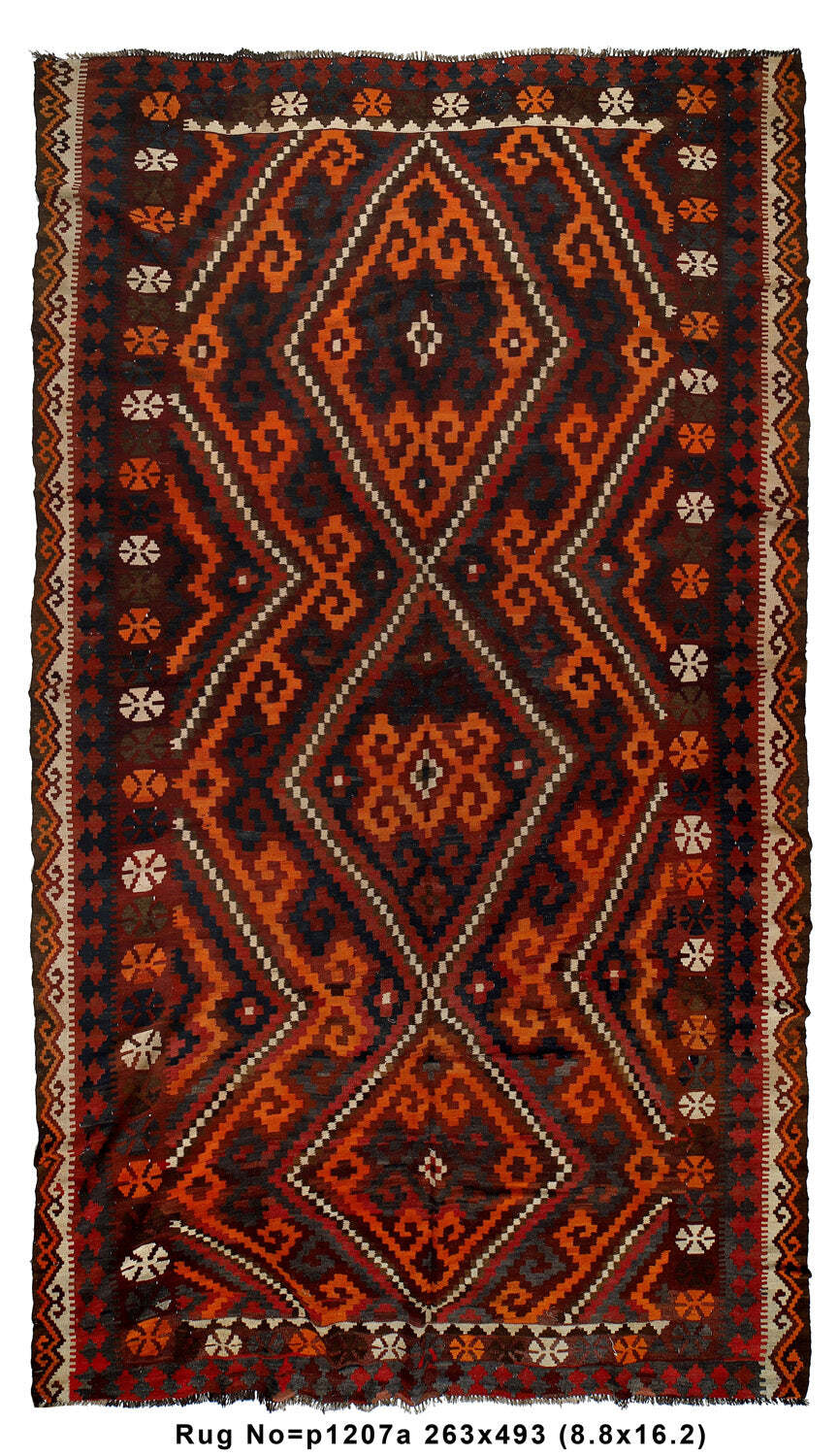 9x16\' Large Old Kilim 1980\'s Tribal # P1207