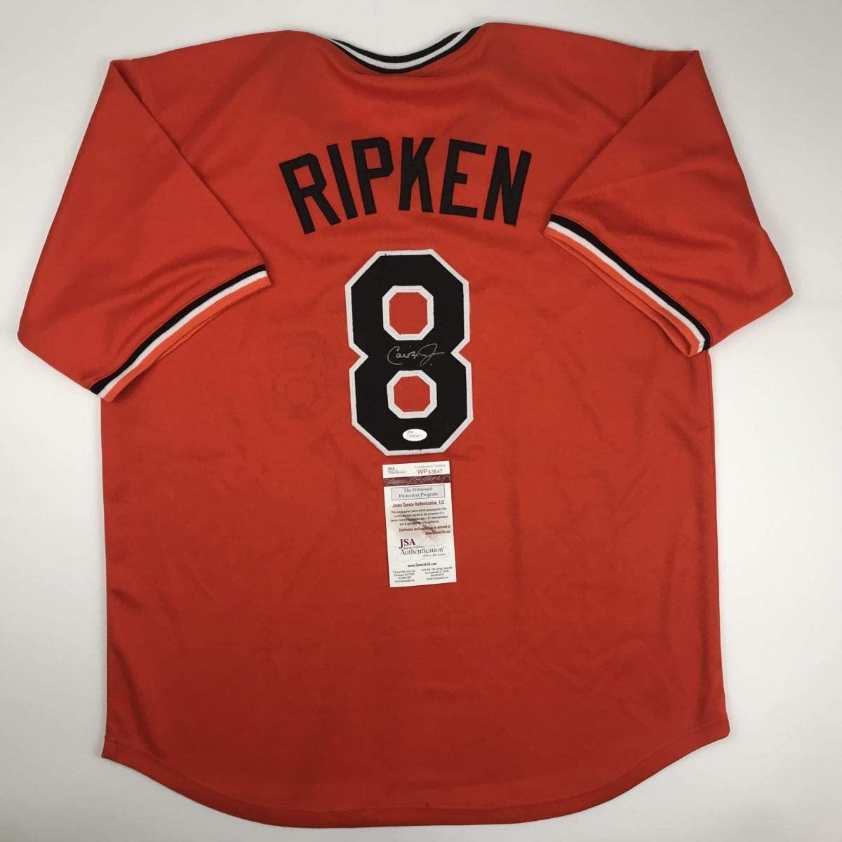 Autographed/Signed Cal Ripken Jr. Baltimore Orange Baseball Jersey JSA COA Autographed/Signed Cal Ripken Jr. Baltimore Orange Baseball Jersey JSA COA