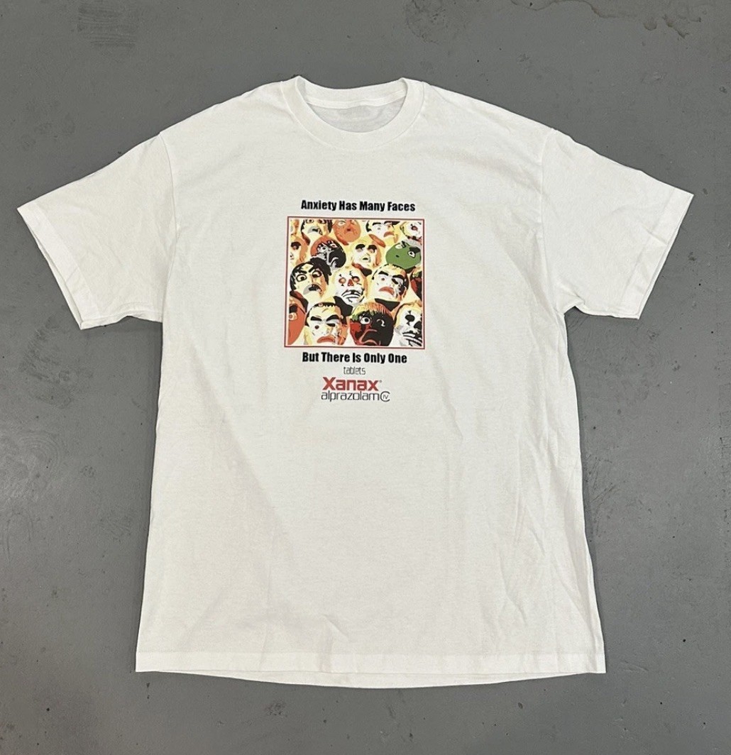 Xanax Anxiety Has Many Faces T-Shirt Vintage AD Retro Custom Graphic Tee Xanax Anxiety Has Many Faces T-Shirt Vintage AD Retro Custom Graphic Tee