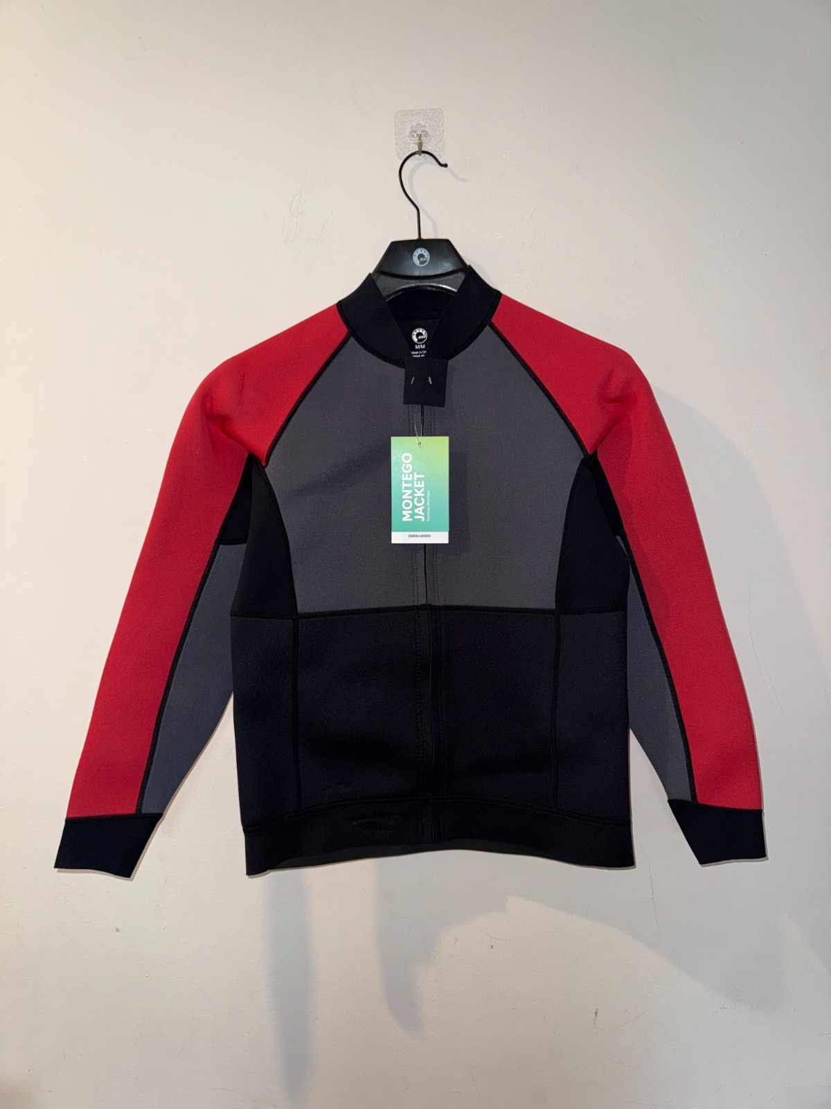 Sea-Doo Men\'s M Neoprene Montego Jacket Wetsuit Red Black Pit to Pit 19.5\ Sea-Doo Men\'s M Neoprene Montego Jacket Wetsuit Red Black Pit to Pit 19.5\