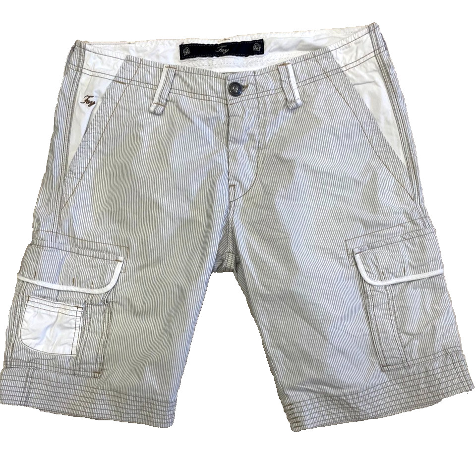 Fay Mens Shorts Size 36 Made in Italy Seersucker Pinstripe Cotton Blend Casual