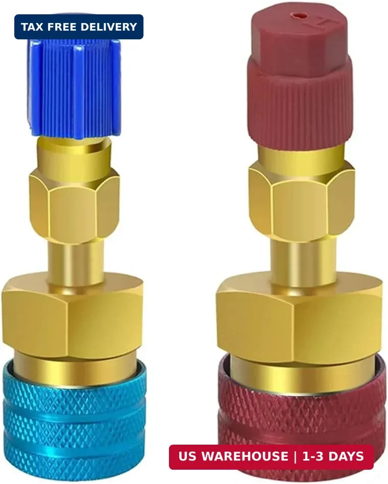 R1234YF R134A Quick Coupler Kit Brass High Low Side Adapter for Car AC Recharge