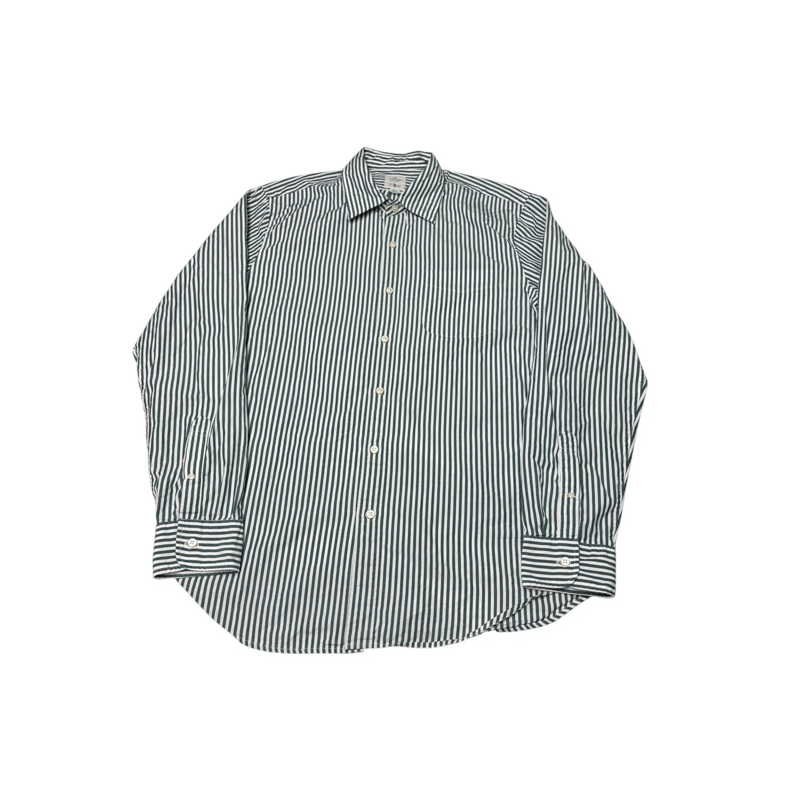 OARSMAN J.Crew Mens The Poplin Shirt Green White Striped Button Down  M Cotton