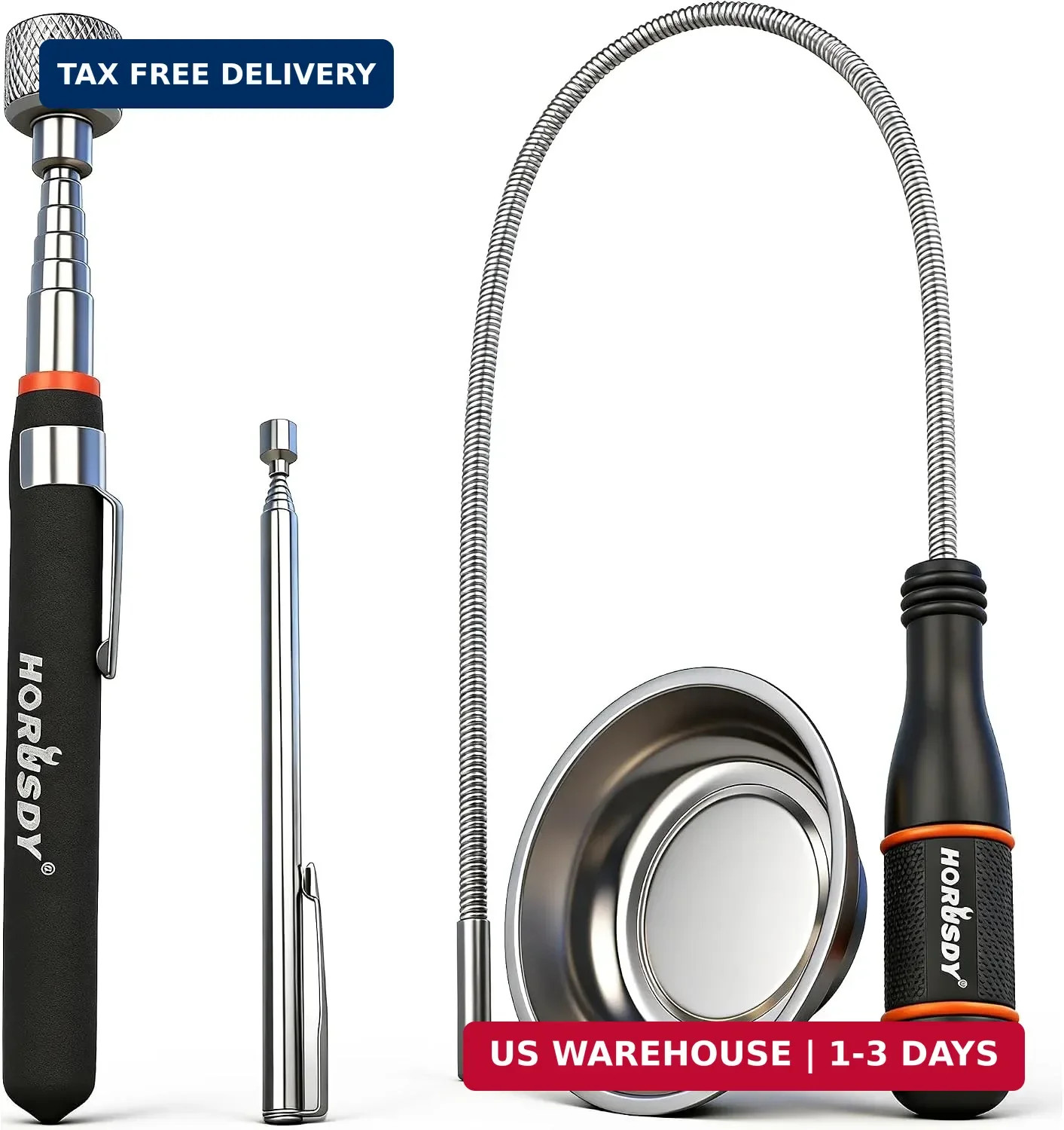HORUSDY 4-PIECE Telescoping Magnetic Pickup Tools Set - Extendable Magnetic Pick