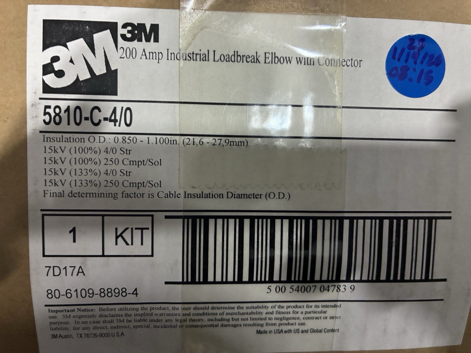 3M Industrial Load Break Elbow w/ Connector - 5810-C-4/0