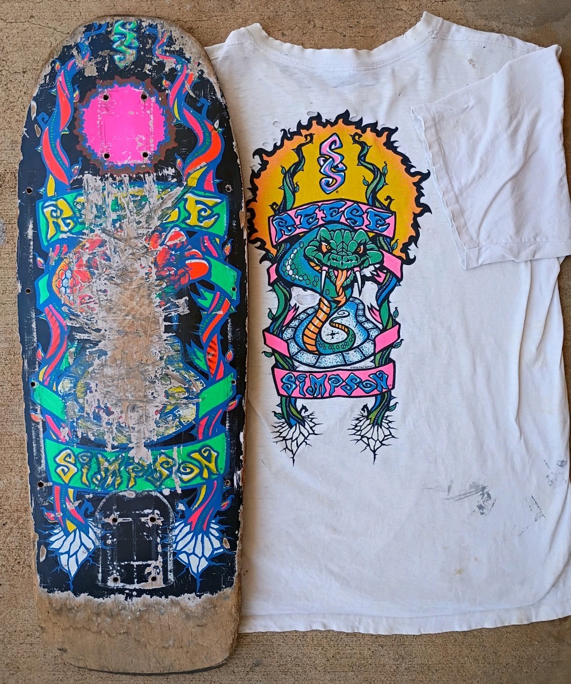 Vintage 80s 1988 Schmitt Stix Reese Simpson  Skateboard Deck T Shirt Vision USA