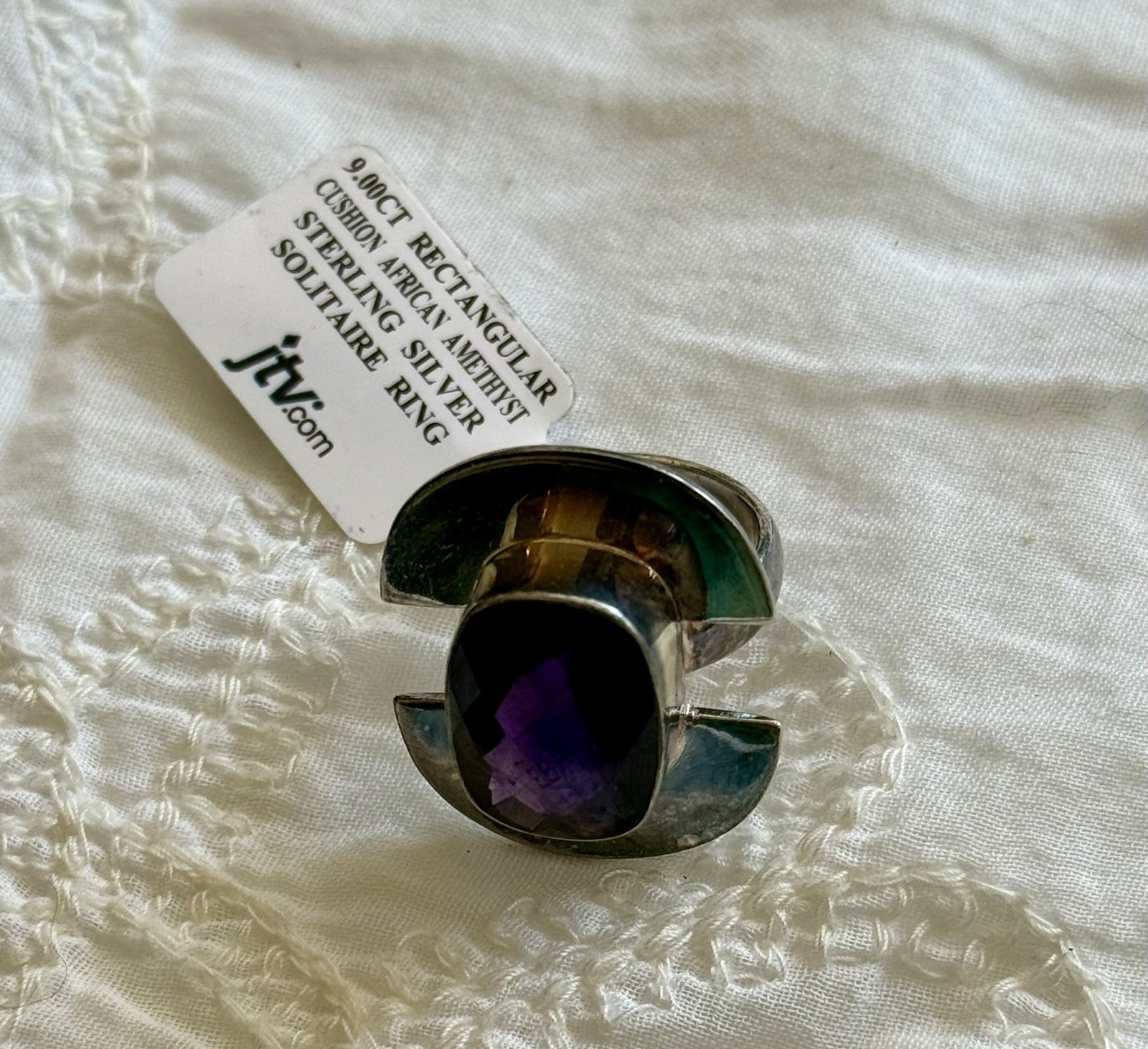 NWT PTI JTV 925 Sterling Silver PURPLE African Amethyst Statement Ring India 11g