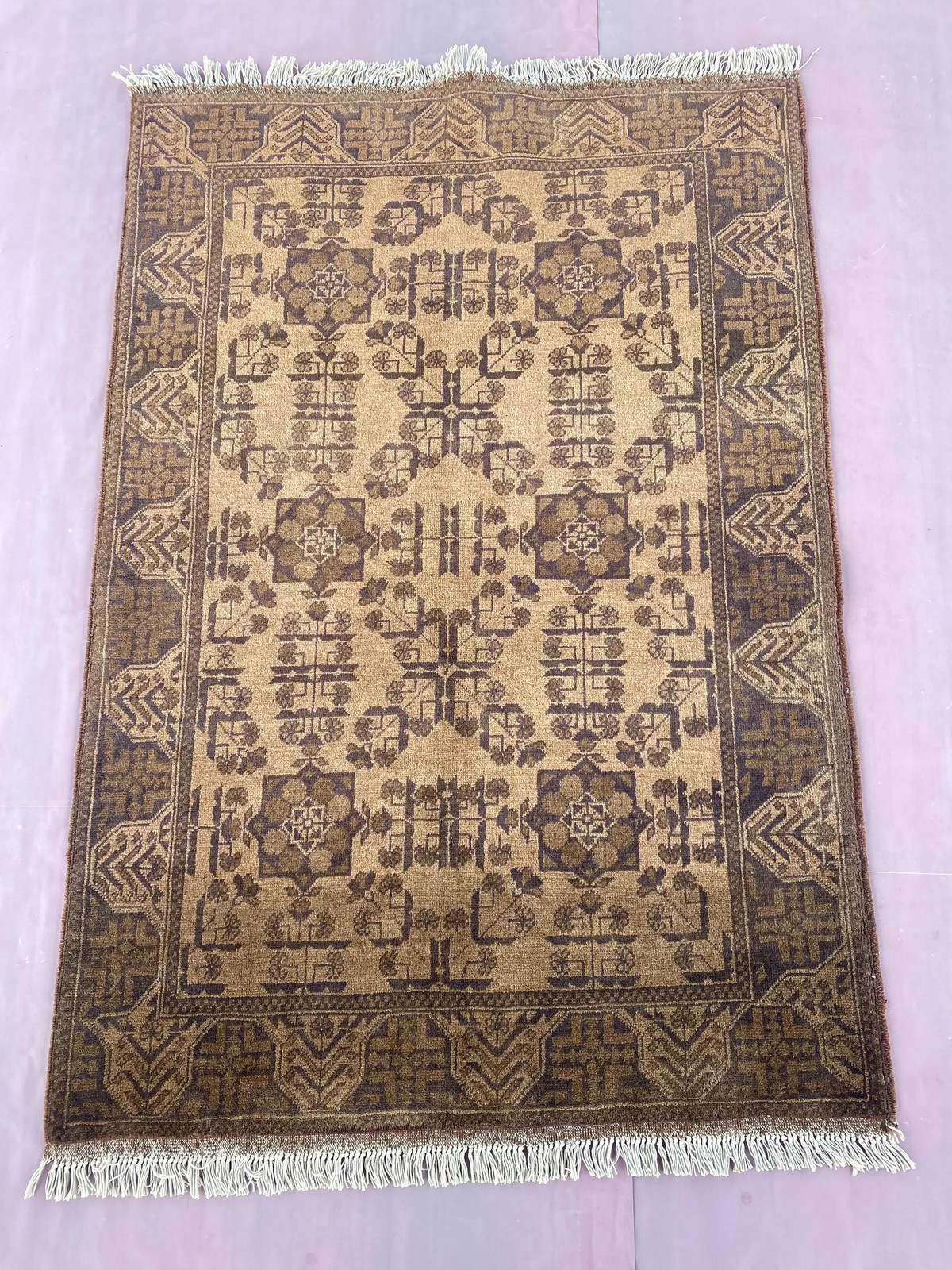 Vintage Turkmen Wool Area Rug 3'4