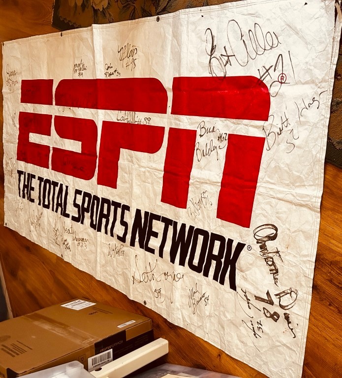 1993 Eagles Team Signed ESPN Stadium Banner Randall Cunningham Allen Lofton JSA