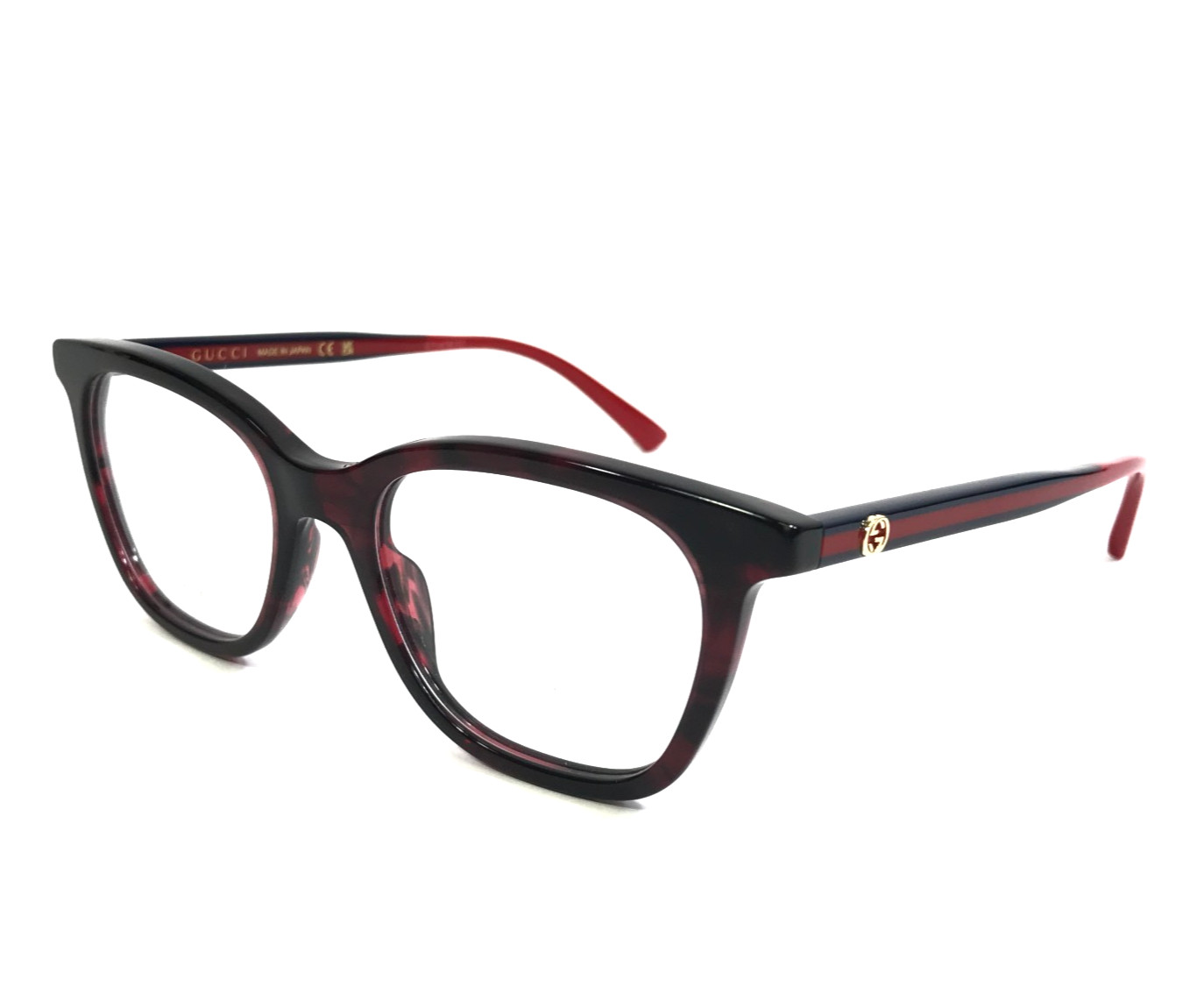 Gucci Eyeglasses Frames GG1864O 003 Black Blue Red Striped Full Rim 50-18-145