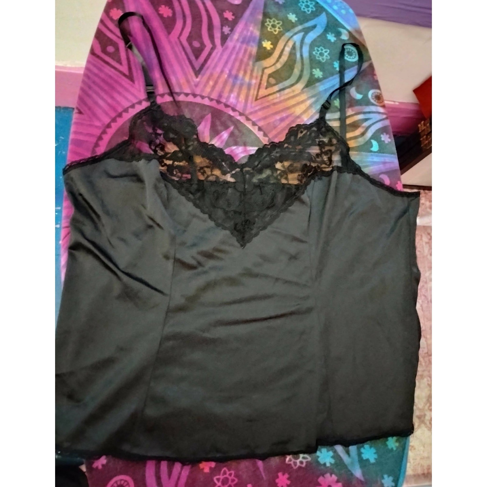 2X Vintage Black Cami Camisole Lace Trim Tank Top Whimsigoth Grunge Y2K 2XL XXL 2X Vintage Black Cami Camisole Lace Trim Tank Top Whimsigoth Grunge Y2K 2XL XXL