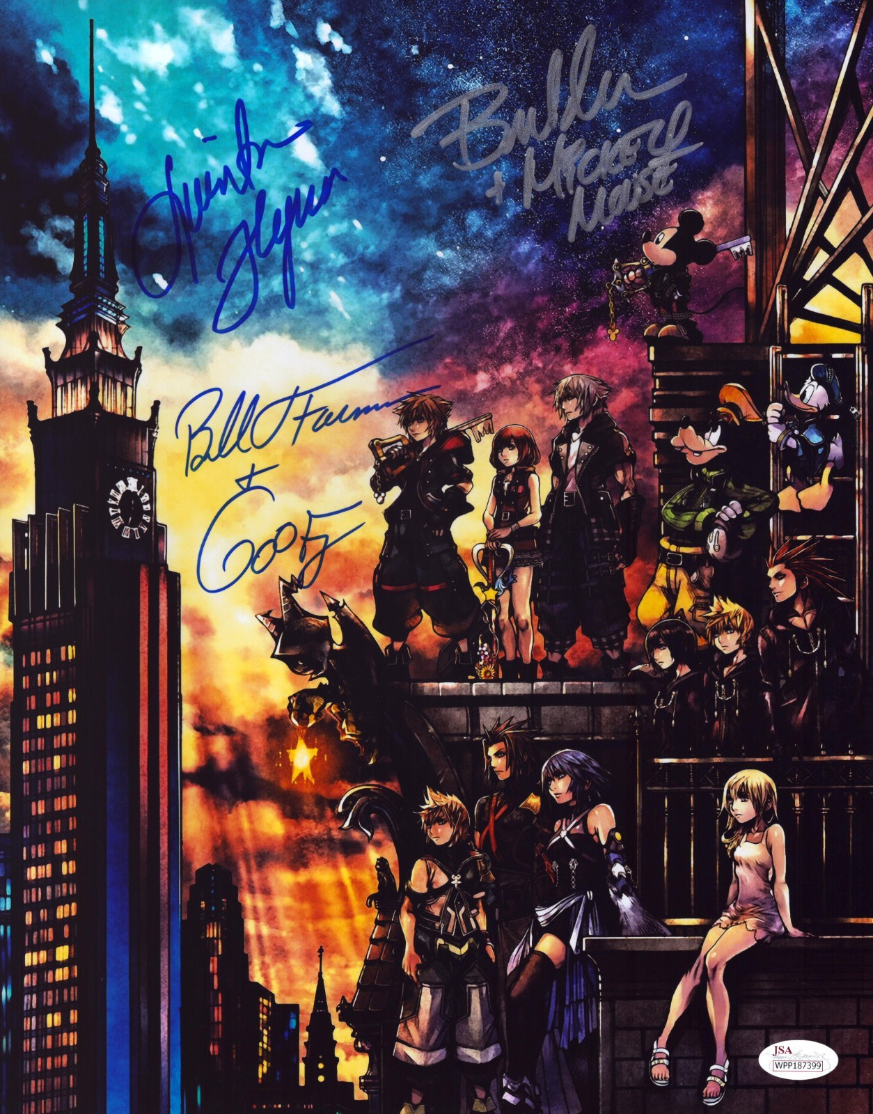 KINGDOM HEARTS Cast x3 Authentic Hand-Signed 11x14 