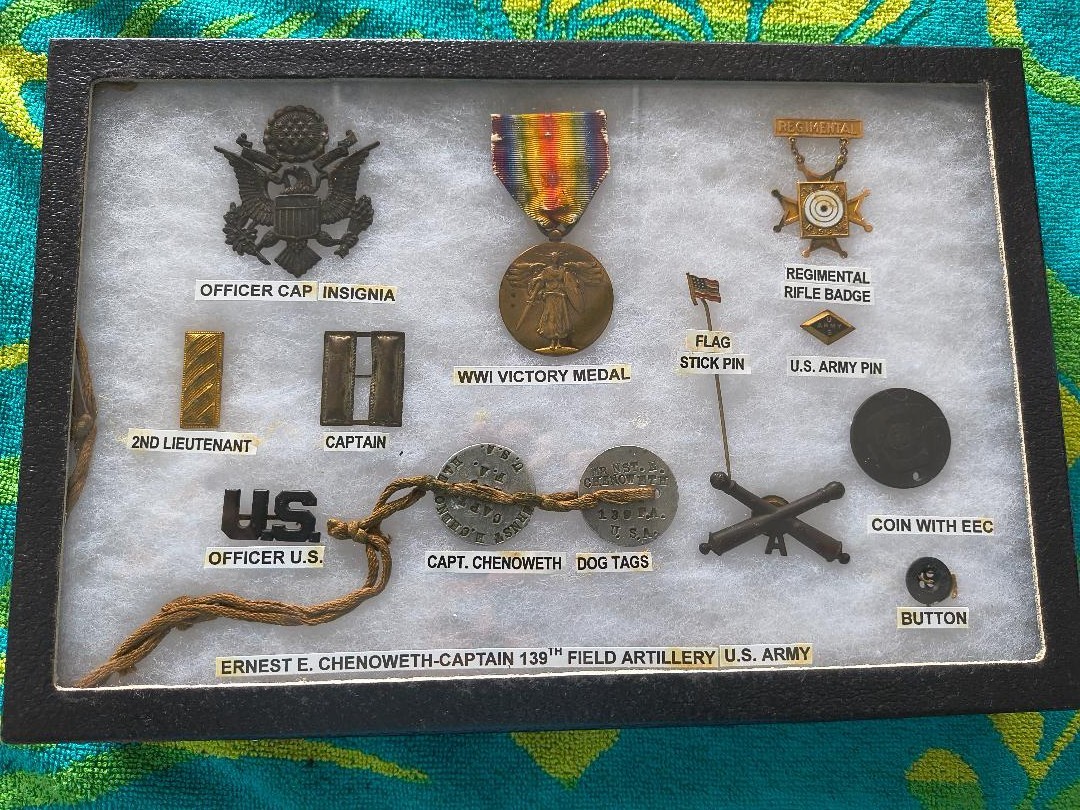 WWI US Army 139th Field Artillery Named Officer Grouping Captain Chenoweth Medal WWI US Army 139th Field Artillery Named Officer Grouping Captain Chenoweth Medal