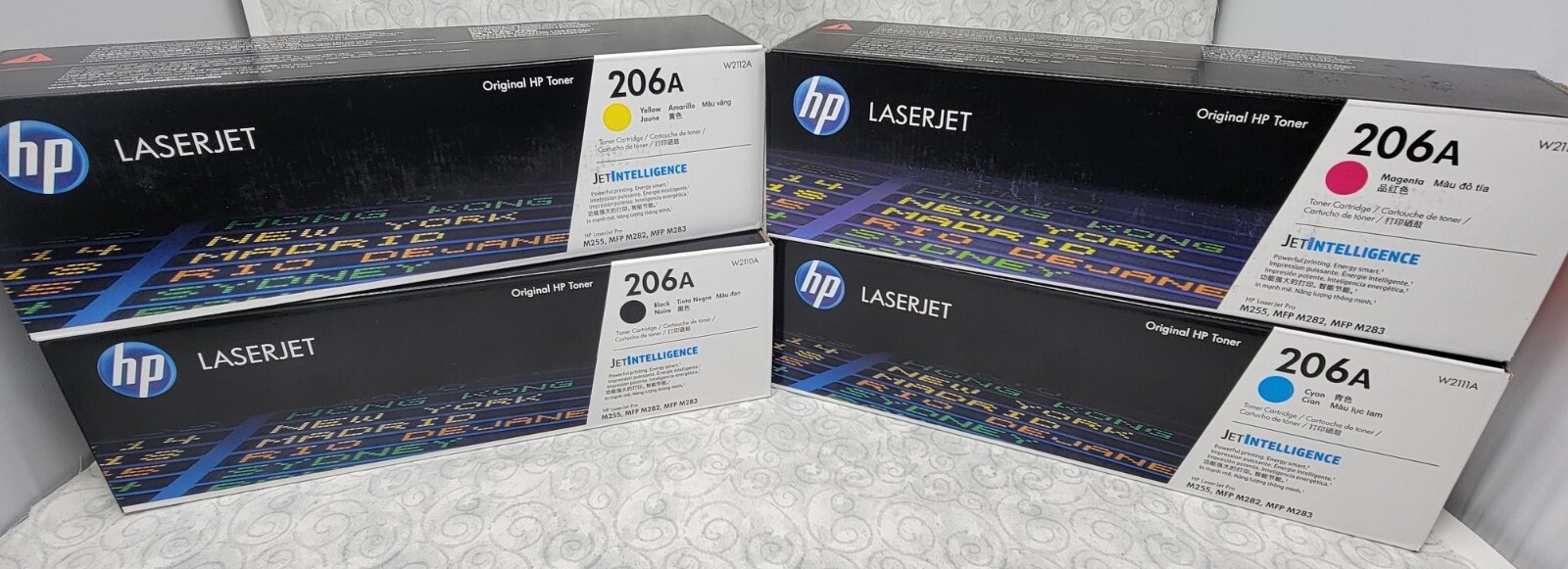 Genuine HP 206A Toner Cartridge Set HP LJ M255 W2110A W2111A W2112A W2113A 4-pk Genuine HP 206A Toner Cartridge Set HP LJ M255 W2110A W2111A W2112A W2113A 4-pk