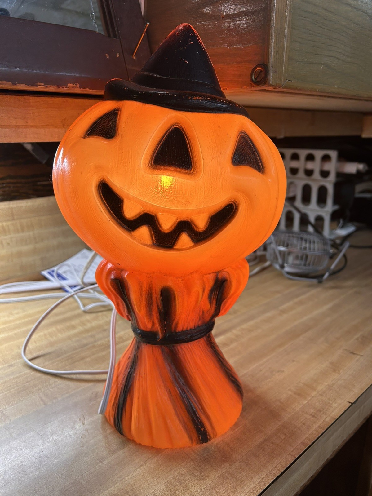 Vintage 1969 Empire Halloween Blow Mold Pumpkin Witch Hat Lighted 14 Vintage 1969 Empire Halloween Blow Mold Pumpkin Witch Hat Lighted 14