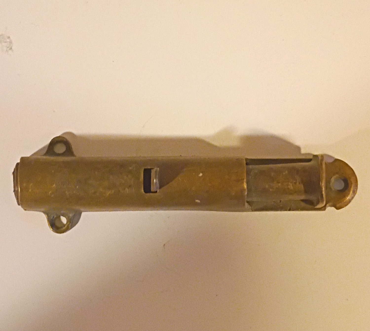 Reclaimed Vintage Brass Tone Slide Bolt Door Latch/Lock Metal Hardware Piece Reclaimed Vintage Brass Tone Slide Bolt Door Latch/Lock Metal Hardware Piece