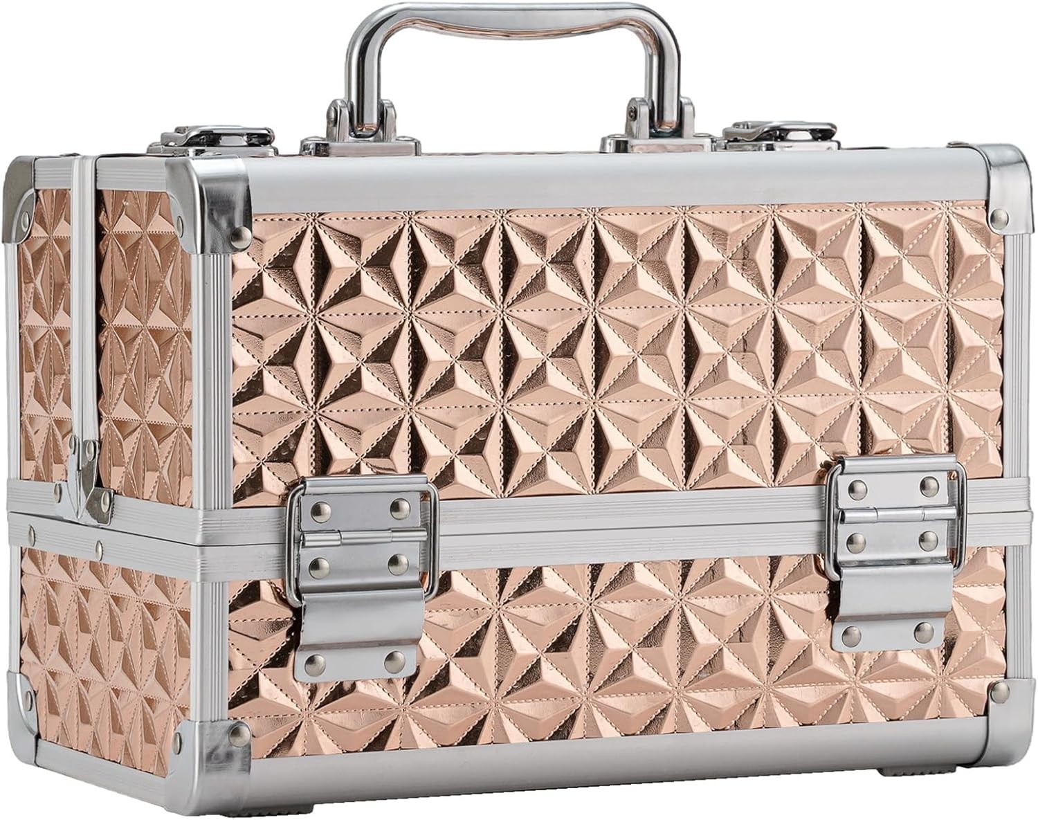 Portable Makeup Train Case Cosmetic Organizer 2-Tier Storage Kit for Beauty