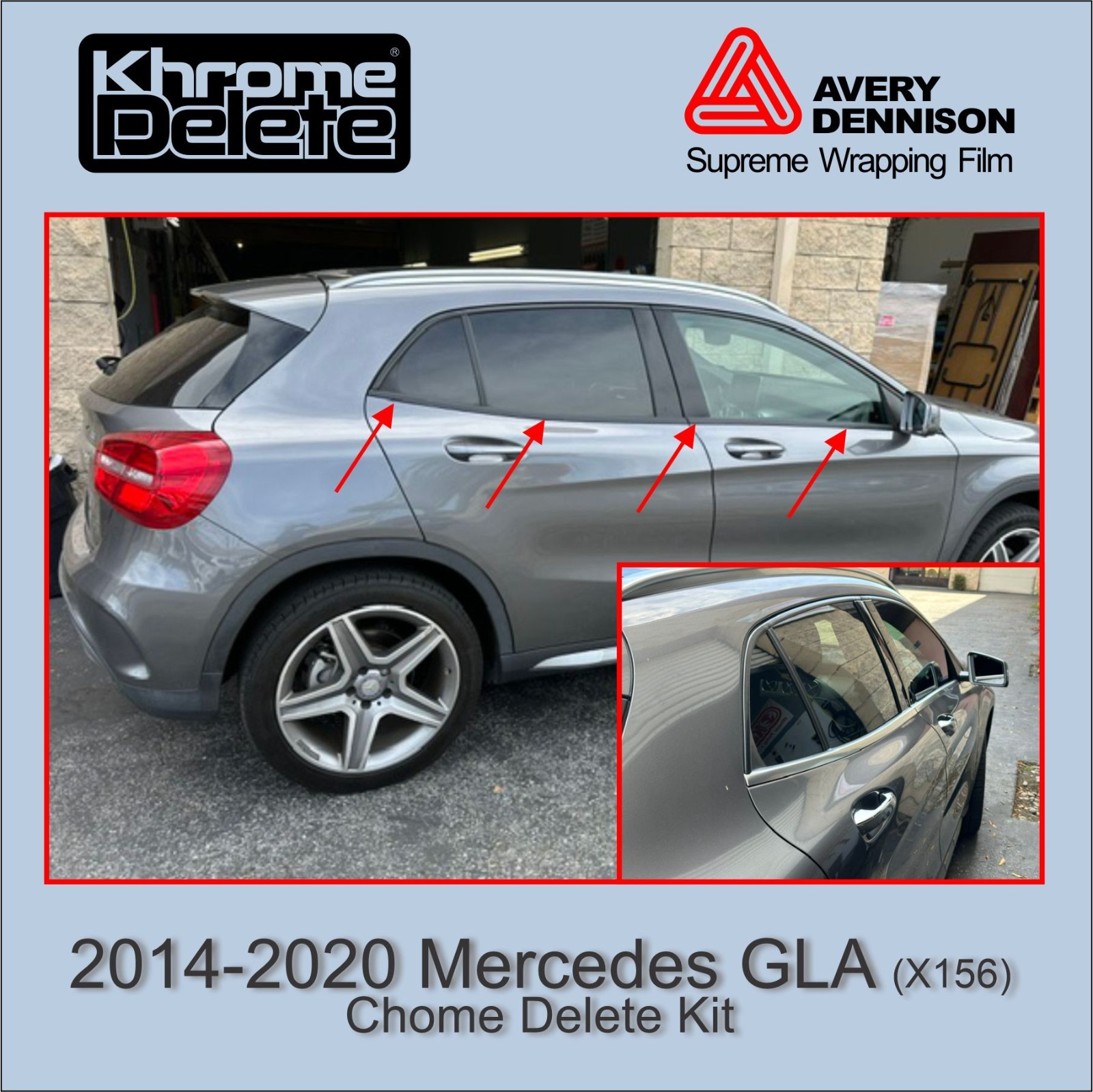 2014-2020 Mercedes GLA Chrome Blackout Overlay (Matte Black)