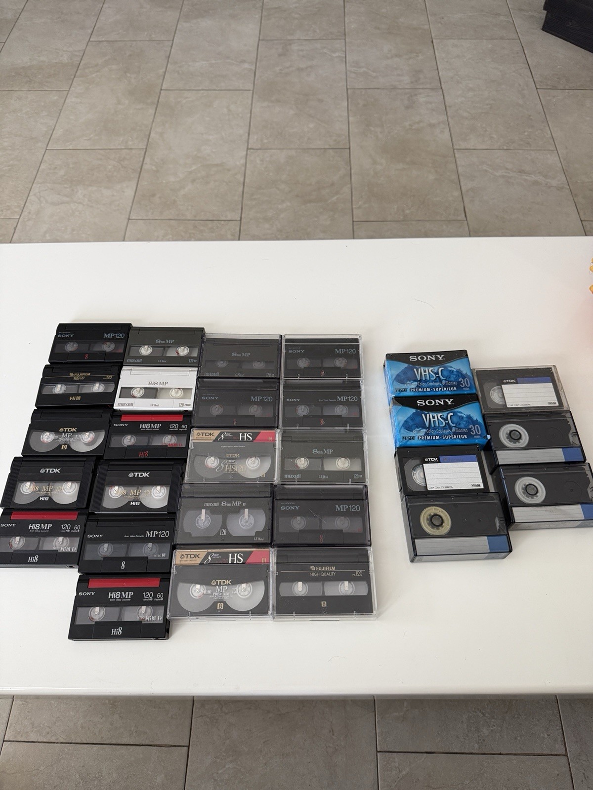 HUGE Lot Vintage Hi8 8mm VHS-C Camcorder Video Tapes Sony TDK Maxell Fujifilm