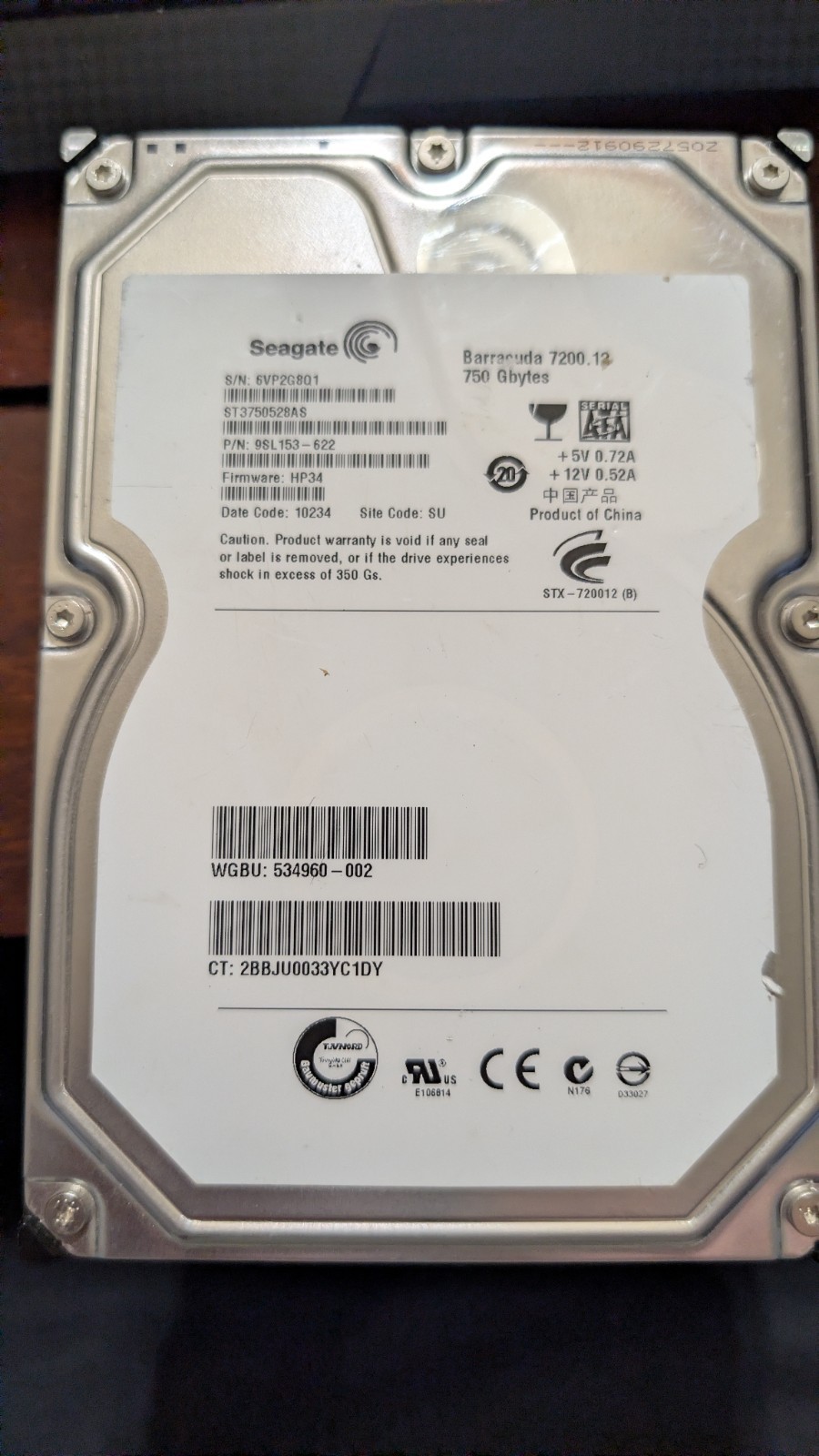 Seagate Barracuda 7200.12 750GB Internal 7200RPM 3.5\ Seagate Barracuda 7200.12 750GB Internal 7200RPM 3.5\
