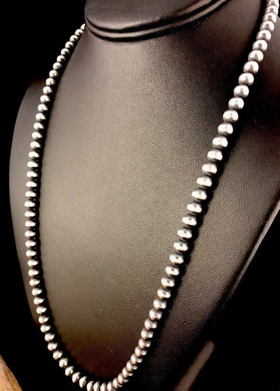 Southwestern Silver Pearls 3mm Sterling Silver Bead Necklace 14