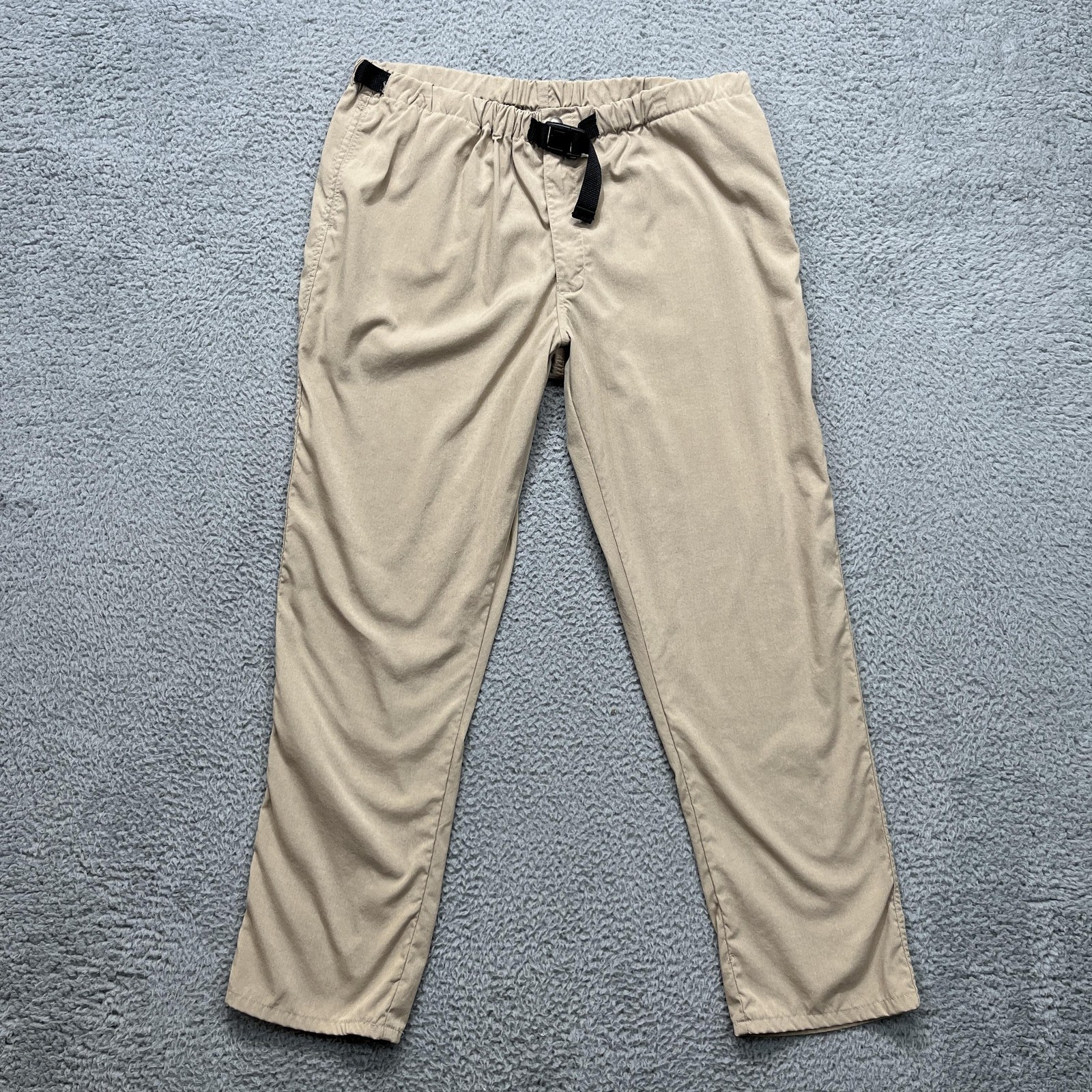 Vintage Orvis Pants Mens XL Beige Nylon Elastic Waist Travel Khakis Made USA