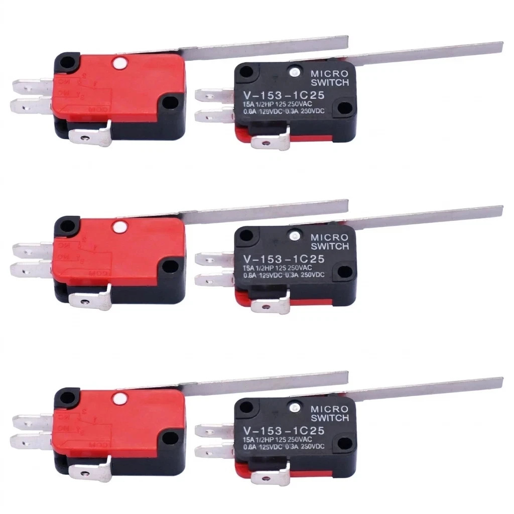 10 Pcs Micro Limit Switch SPDT Snap Action Long Straight Hinge Lever Arm