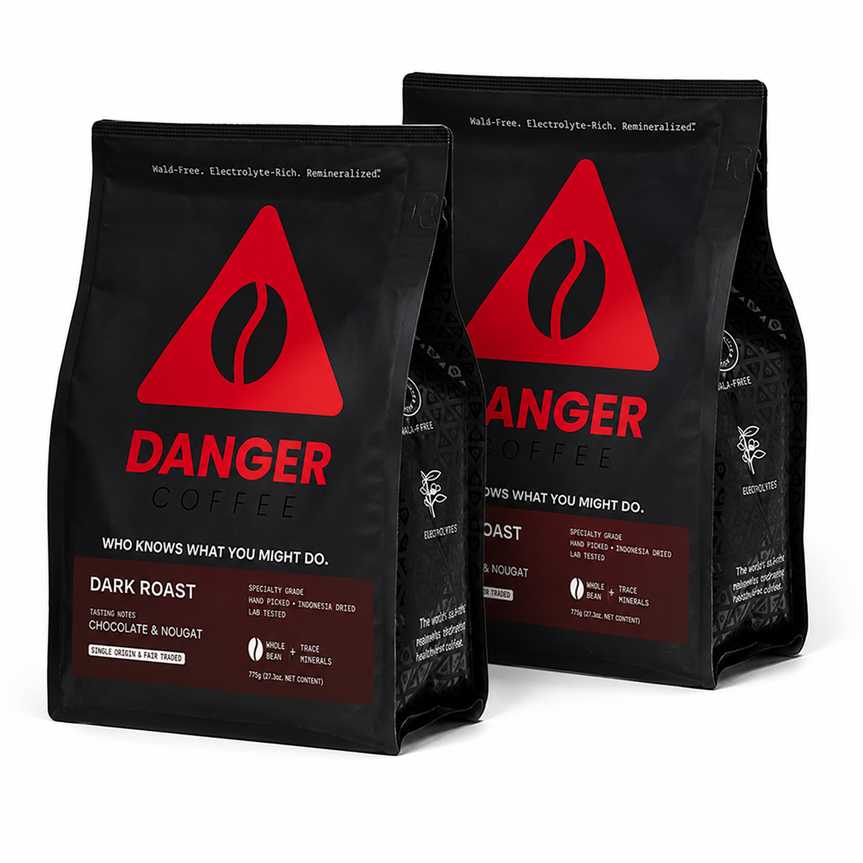 Danger Coffee Dark Roast Whole Bean Remineralized 775g Pack of 2 Danger Coffee Dark Roast Whole Bean Remineralized 775g Pack of 2