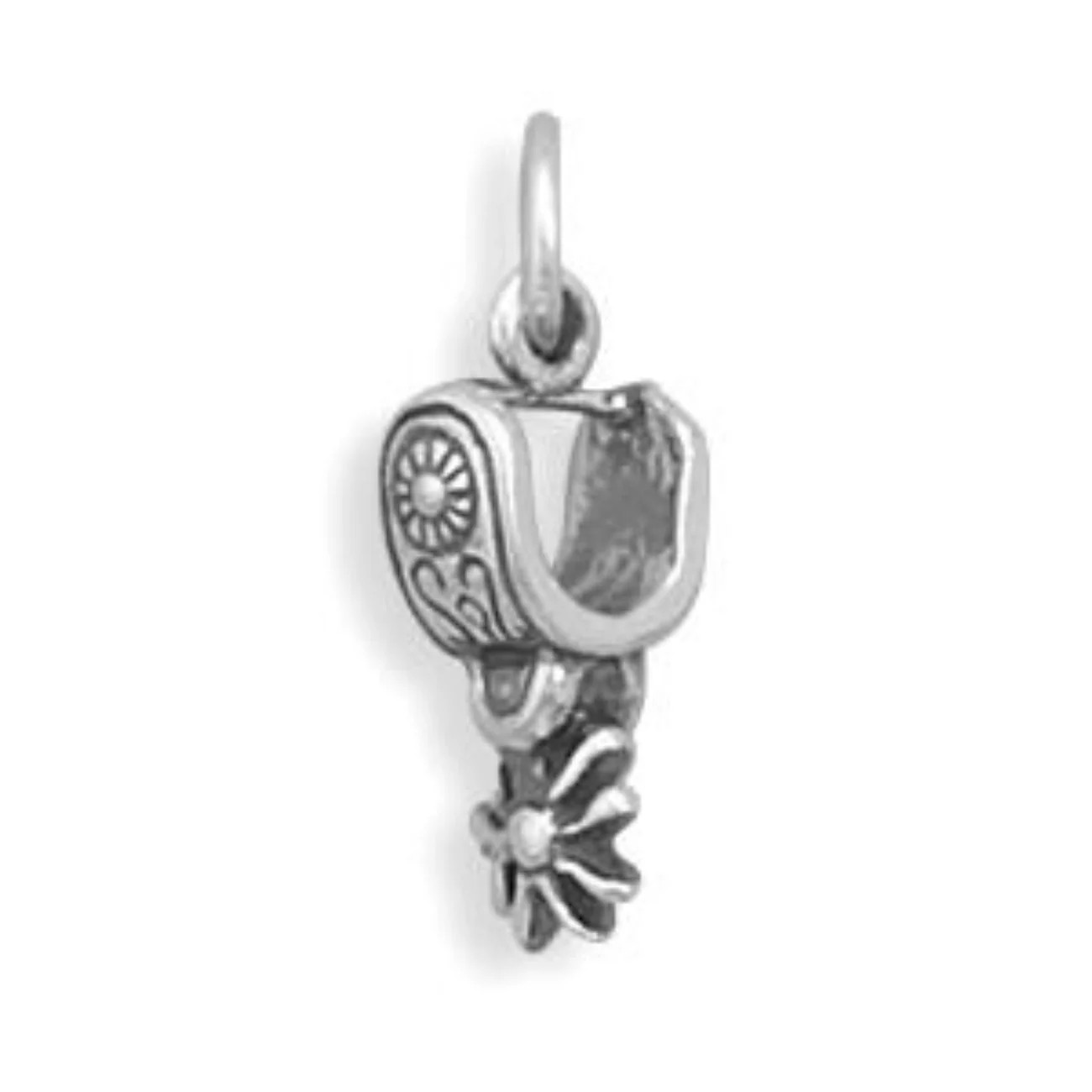 .925 Sterling Silver Oxidized 3D Spur Charm .925 Sterling Silver Oxidized 3D Spur Charm