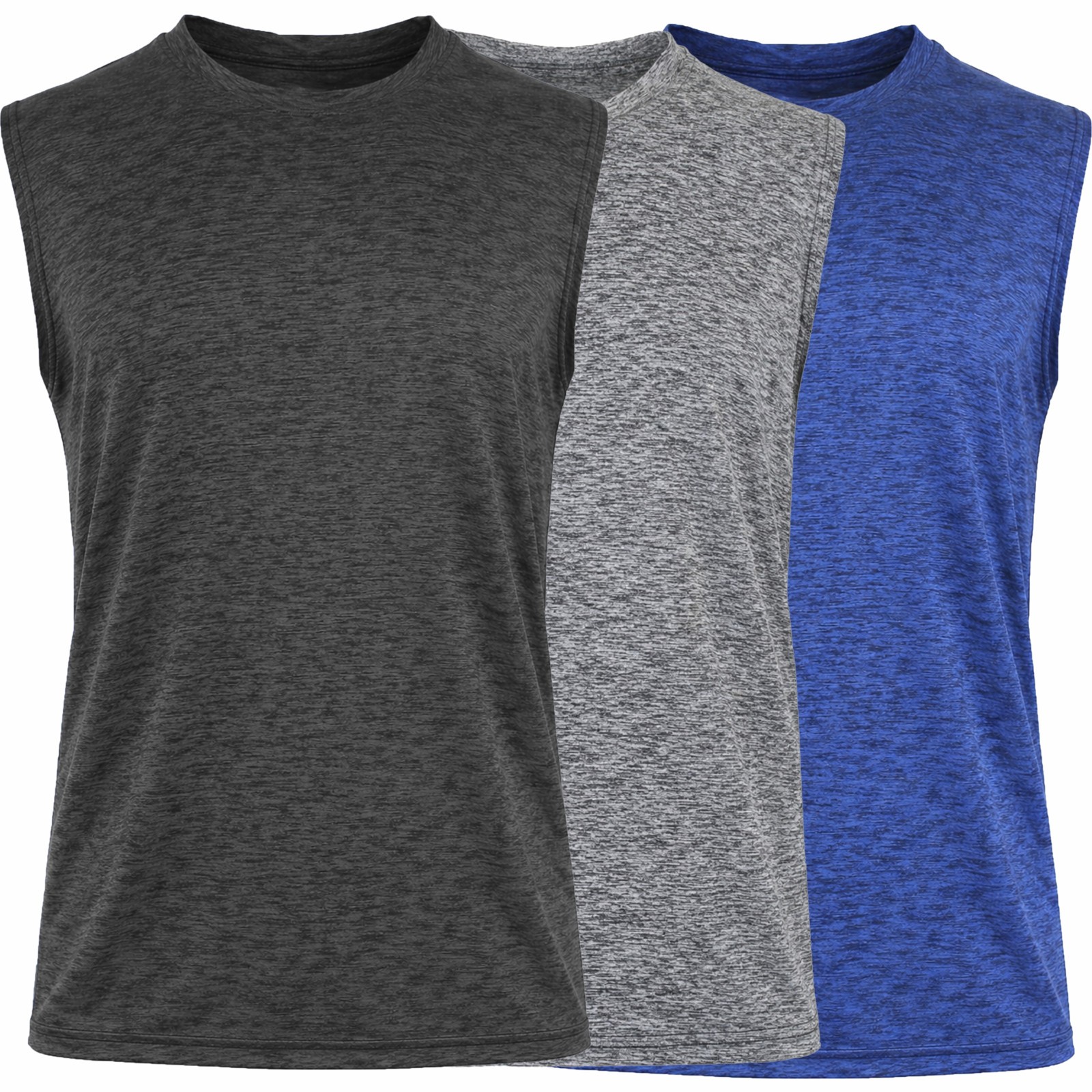 3-Pack Men's Moisture Wicking Performance Sleeveless Tee(Size-S - 3XL) 3-Pack Men's Moisture Wicking Performance Sleeveless Tee(Size-S - 3XL)