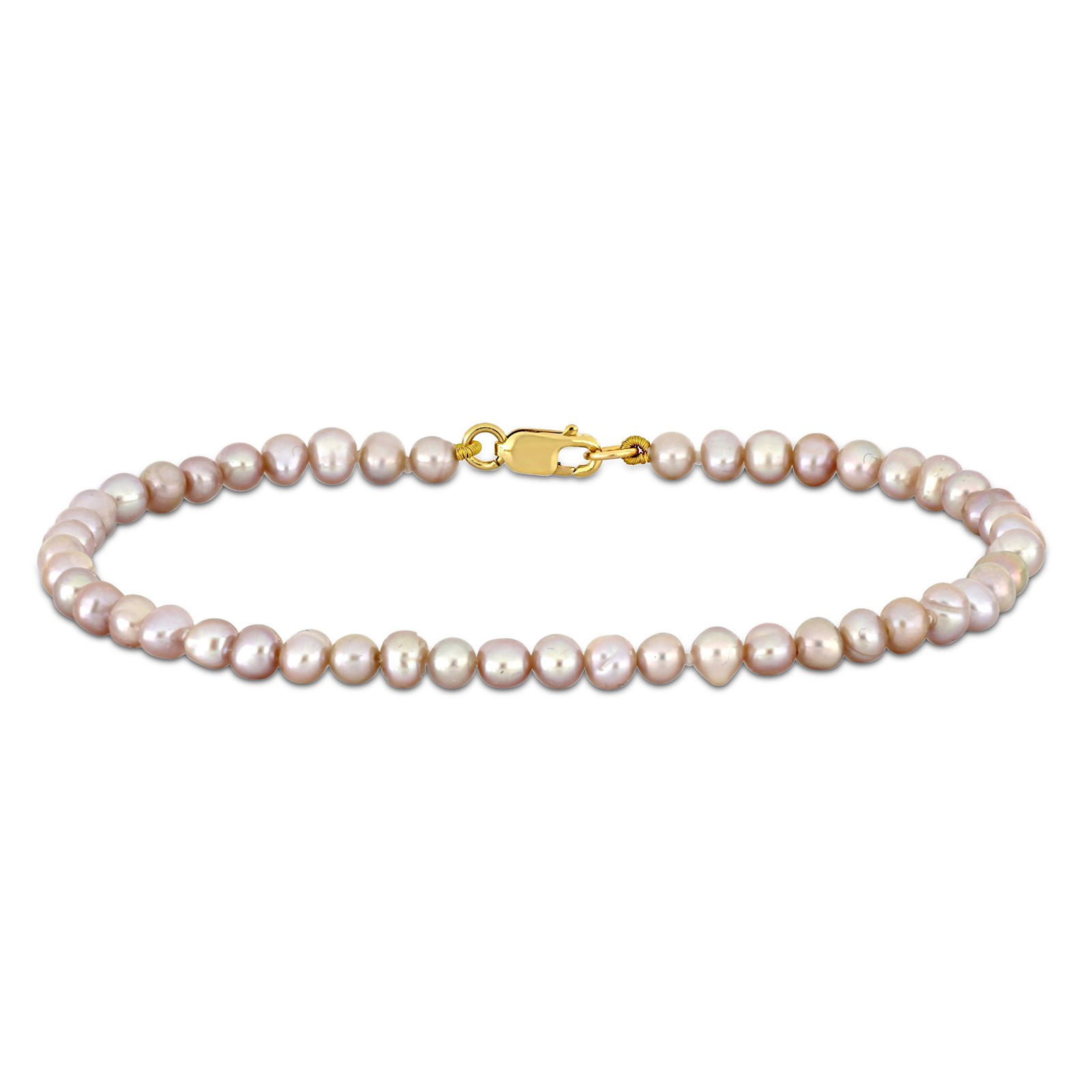 Amour 14K Yellow Gold Clasp 3-4mm Pink FW Pearl Timeless Bracelet - 7.25\ Amour 14K Yellow Gold Clasp 3-4mm Pink FW Pearl Timeless Bracelet - 7.25\