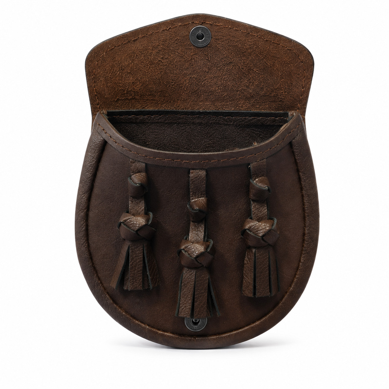 Scottish Leather Brown Handmade Kilt Sporran| With 3 Tassels And Chain Belt