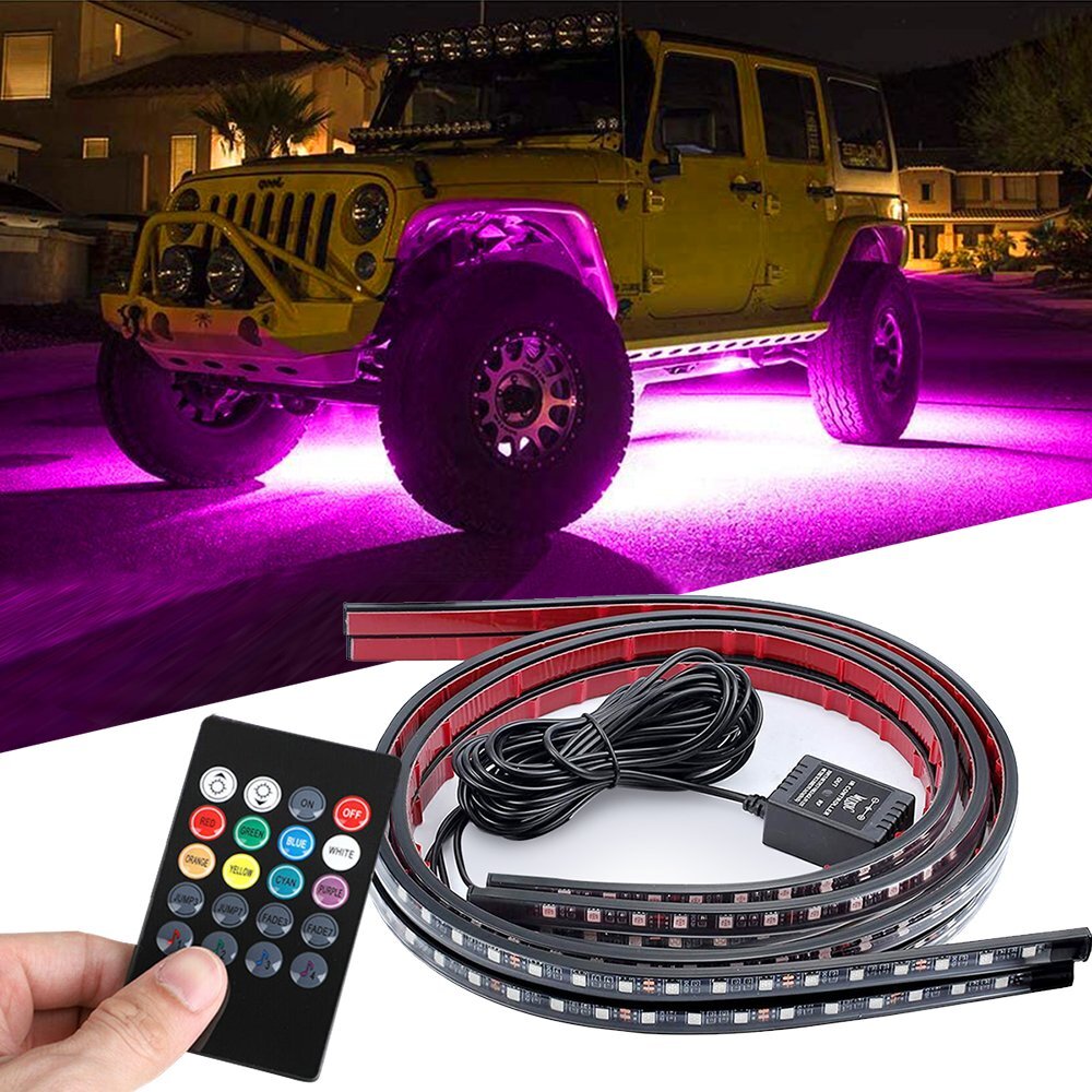 4pcs RGB 8 Color LED Strip Light Kit Under Car Tube Underglow Underbody System