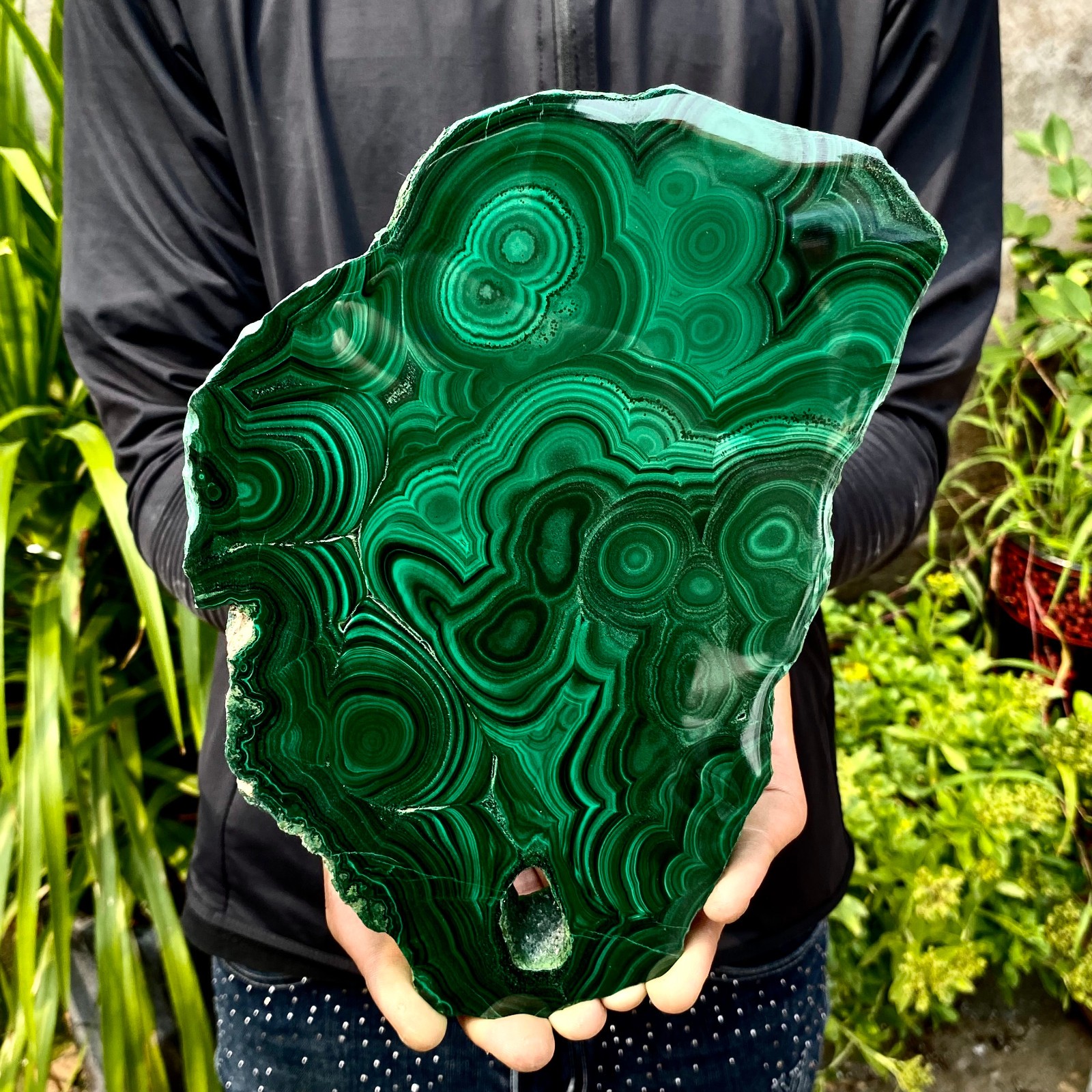 3.85LB Natural Green Malachite Slab Quartz Crystal Slice Ore Specimen Healing