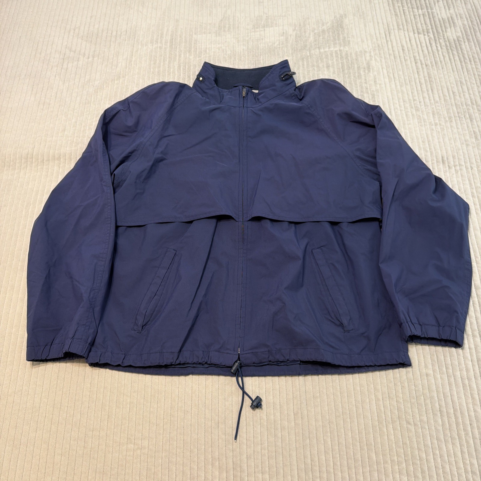 Vintage Eddie Bauer Men\'s XL Nylon Windbreaker Blue Packable Missing Hood