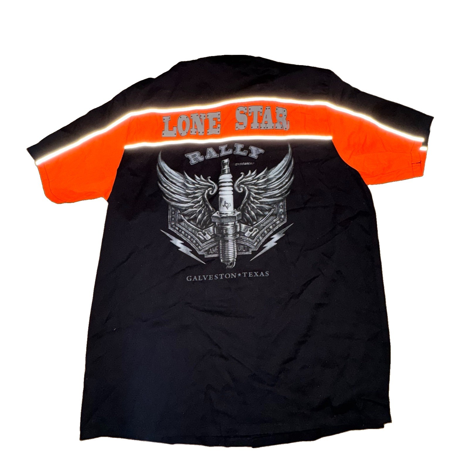 Vance Biker Wear Lone Star Rally Galveston XXL Bright Orange Mechanic Shirt NWT