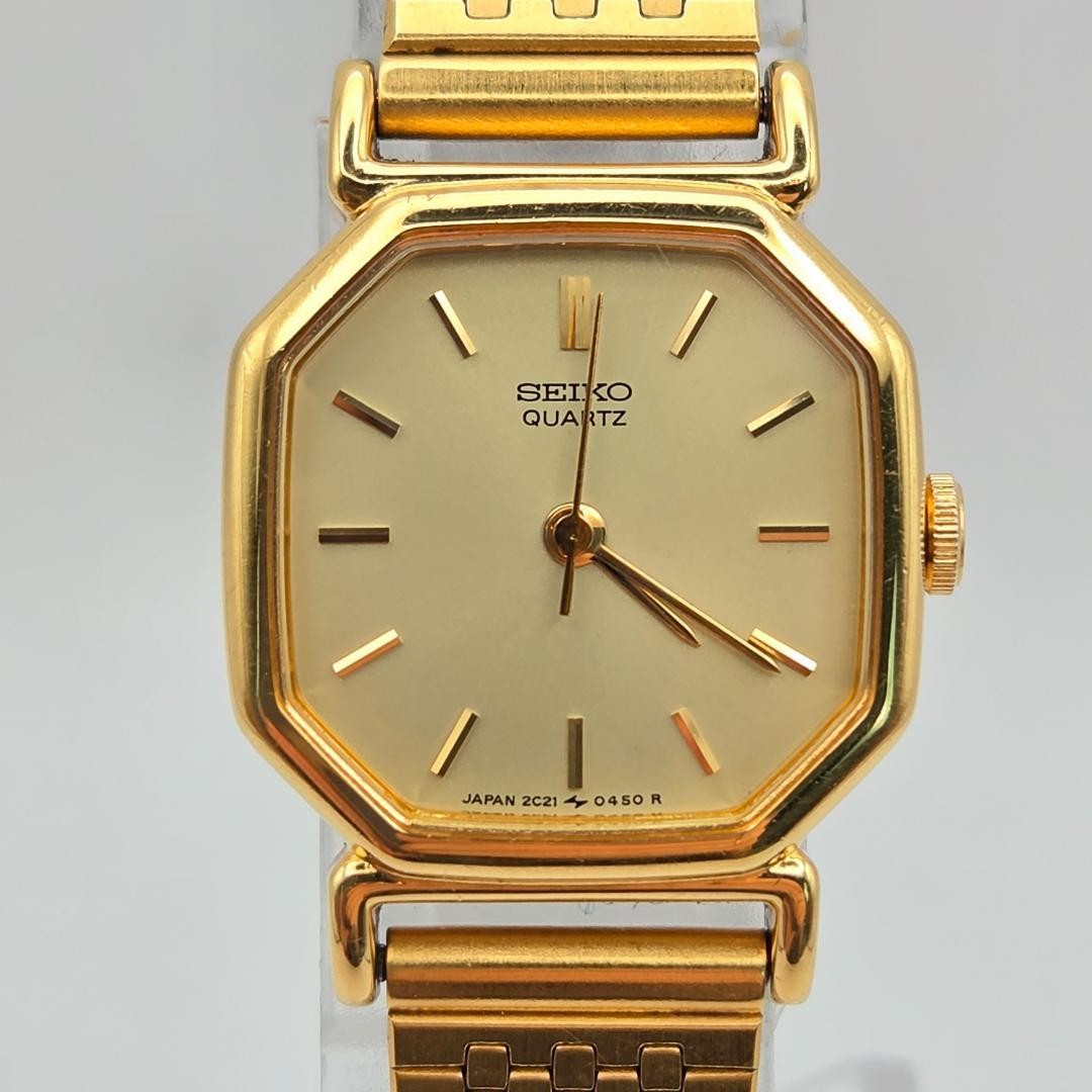 Seiko 2C21-5170 Quartz Women\'s Watch Gold Dial Octagonal 20 x 19mm Bracelet Seiko 2C21-5170 Quartz Women\'s Watch Gold Dial Octagonal 20 x 19mm Bracelet